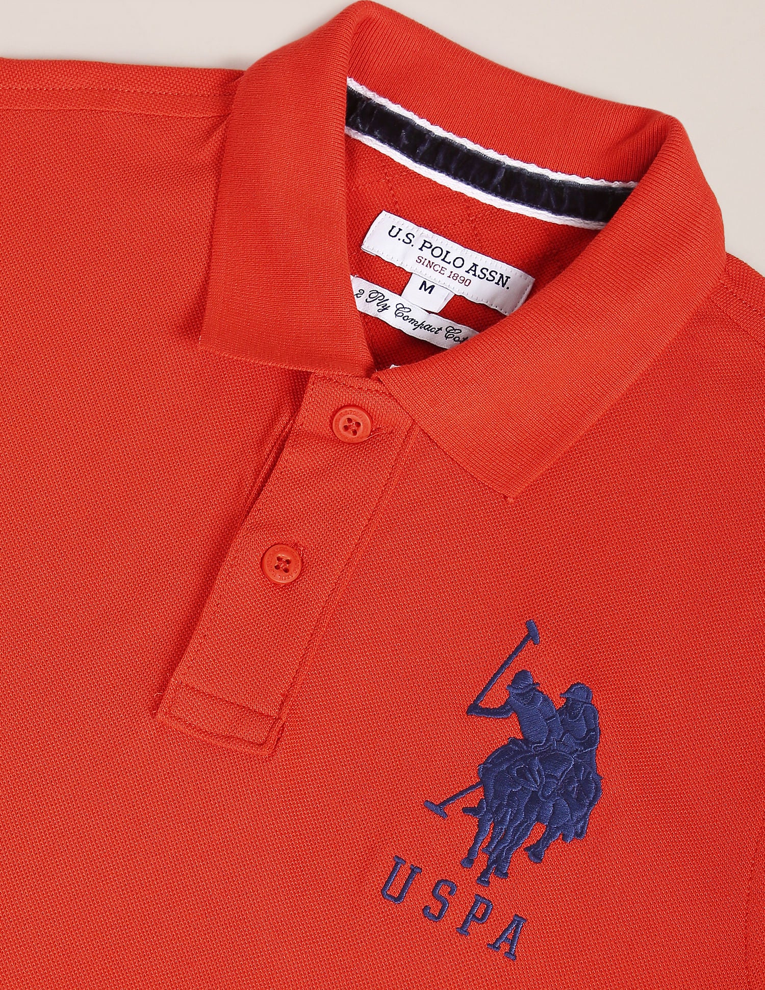 Compact Cotton Logo Polo Shirt Dark Orange - U.S. POLO ASSN. | Large