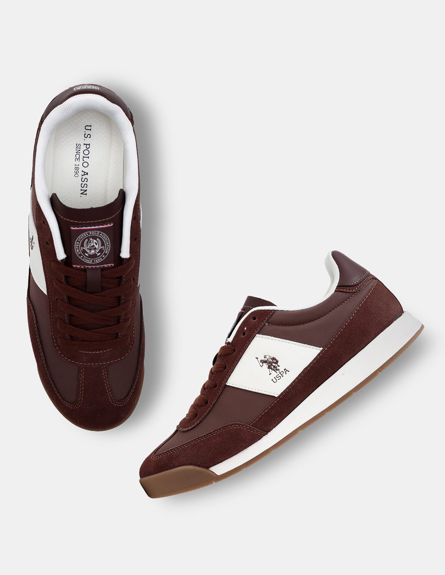 Colour Blocked Lace Ups Gallop Sneakers Brown - U.S. Polo Assn. India | Large