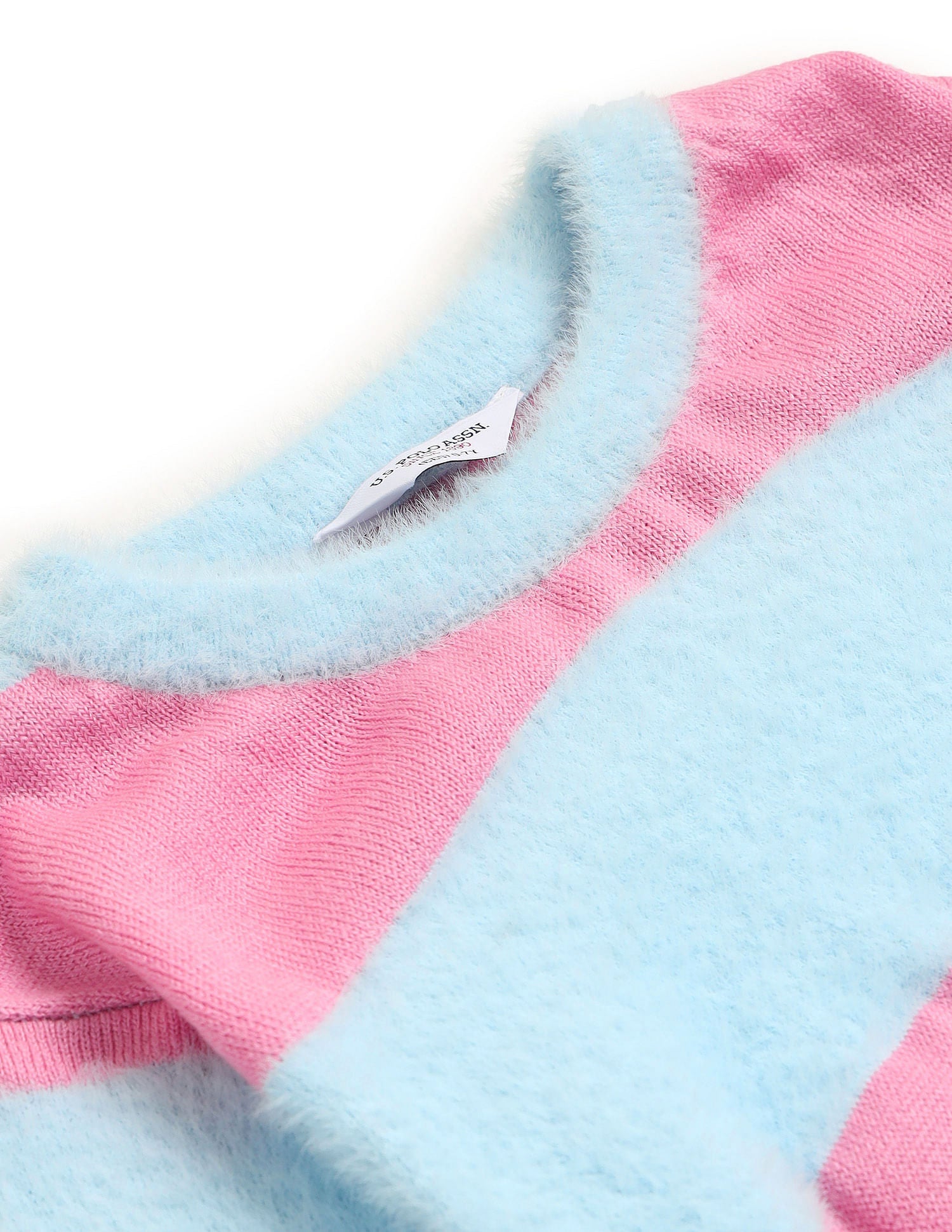 Girls Horizontal Stripe Sweater Neon Pink - U.S. POLO ASSN. | Large