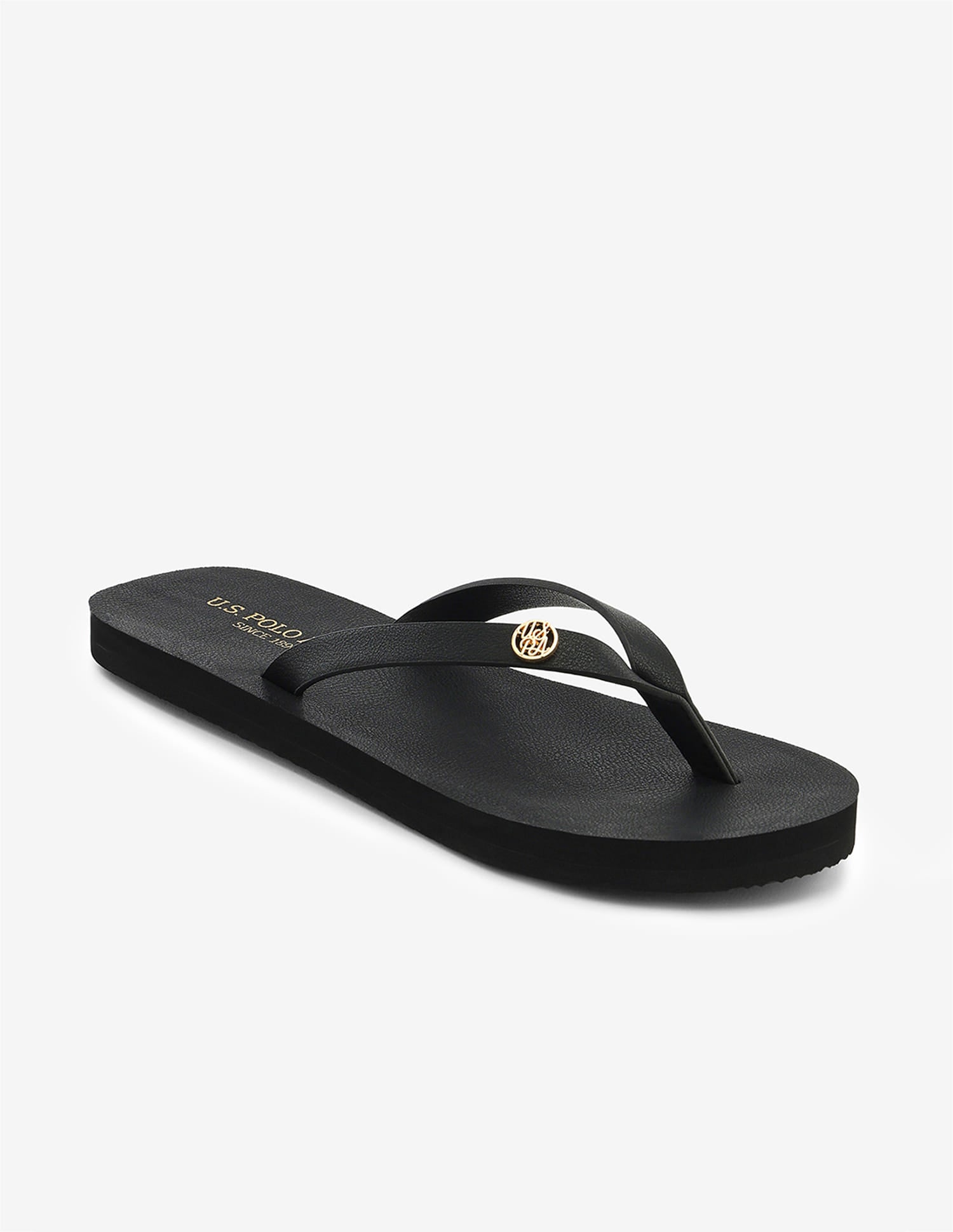 Narrow V-Strap Rei Flip Flops Black - U.S. Polo Assn. India | Large