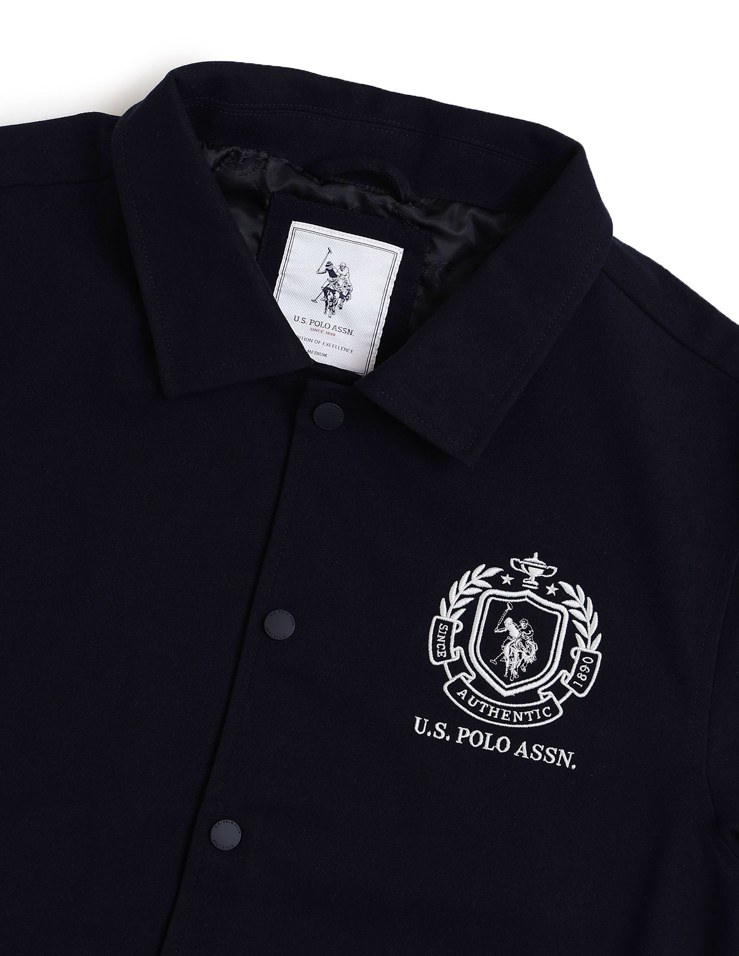 Equestrian Aisle Theater Regular Fit Varsity Jacket Navy - U.S. POLO ASSN. | Large