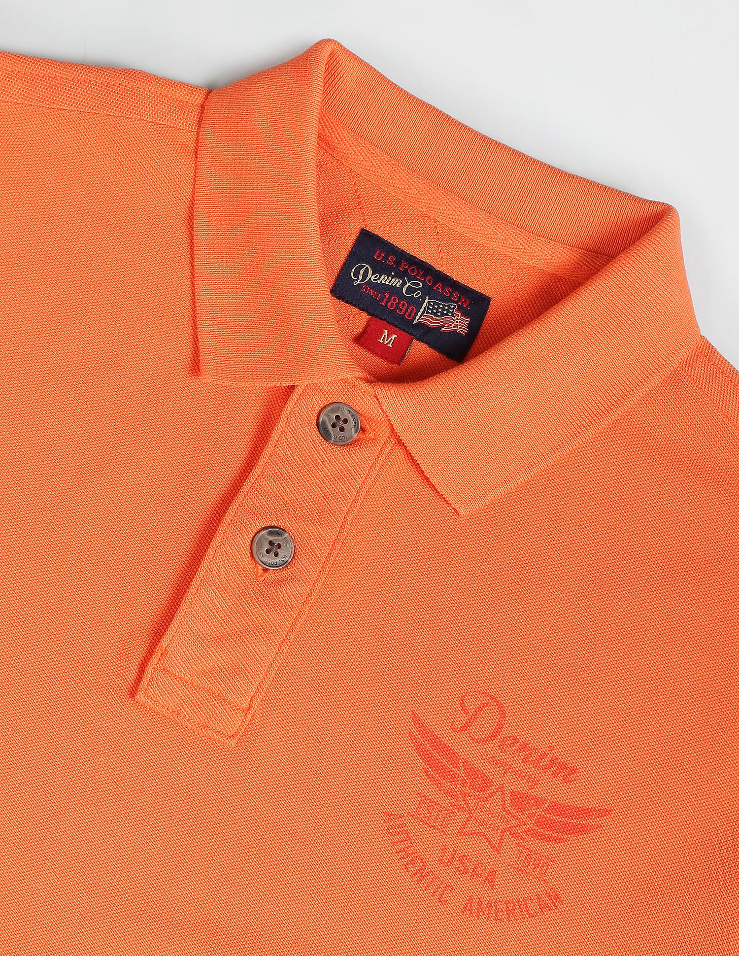 Back Print Cotton Pique Polo Shirt Orange - U.S. Polo Assn. India | Large