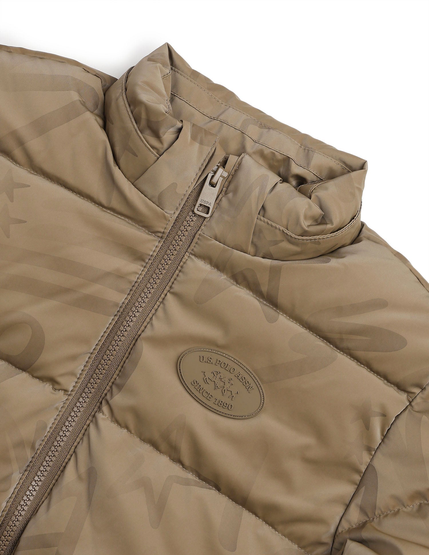 Boys Solid Regular Fit Puffer Jacket Camel - U.S. Polo Assn. India | Large