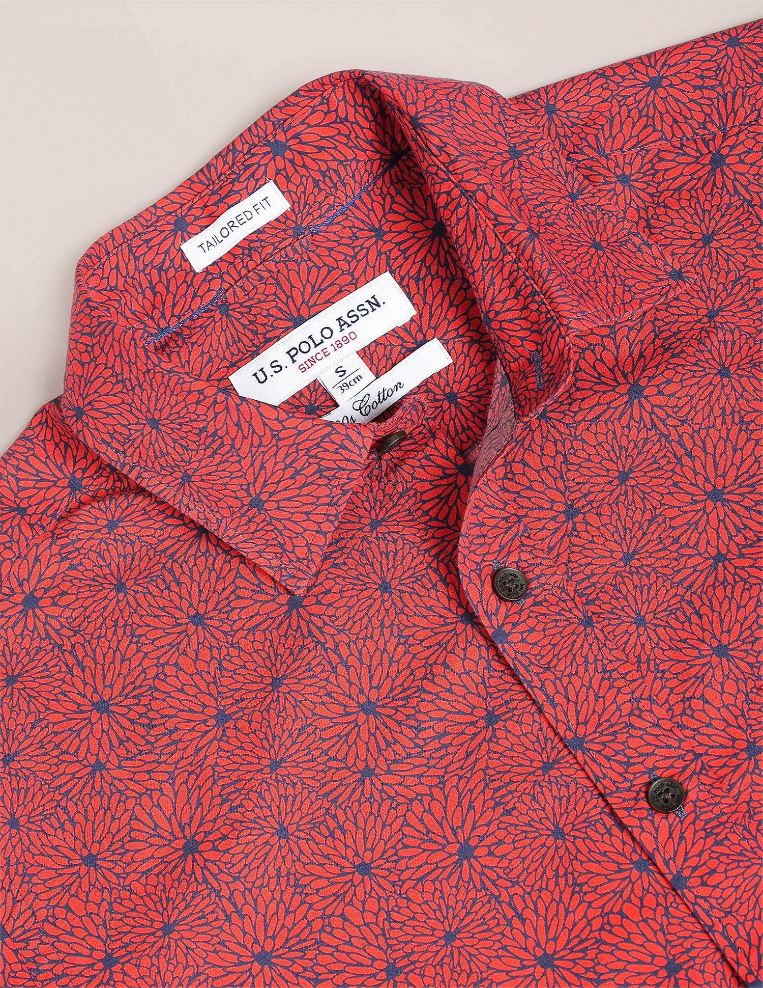 Spread Collar Graphic Print Shirt Vermilion - U.S. Polo Assn. India | Large