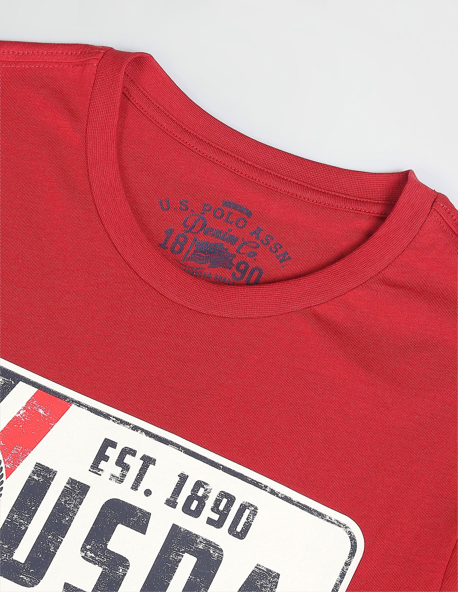 Crew Neck Cotton T-Shirt Maroon - U.S. POLO ASSN. | Large