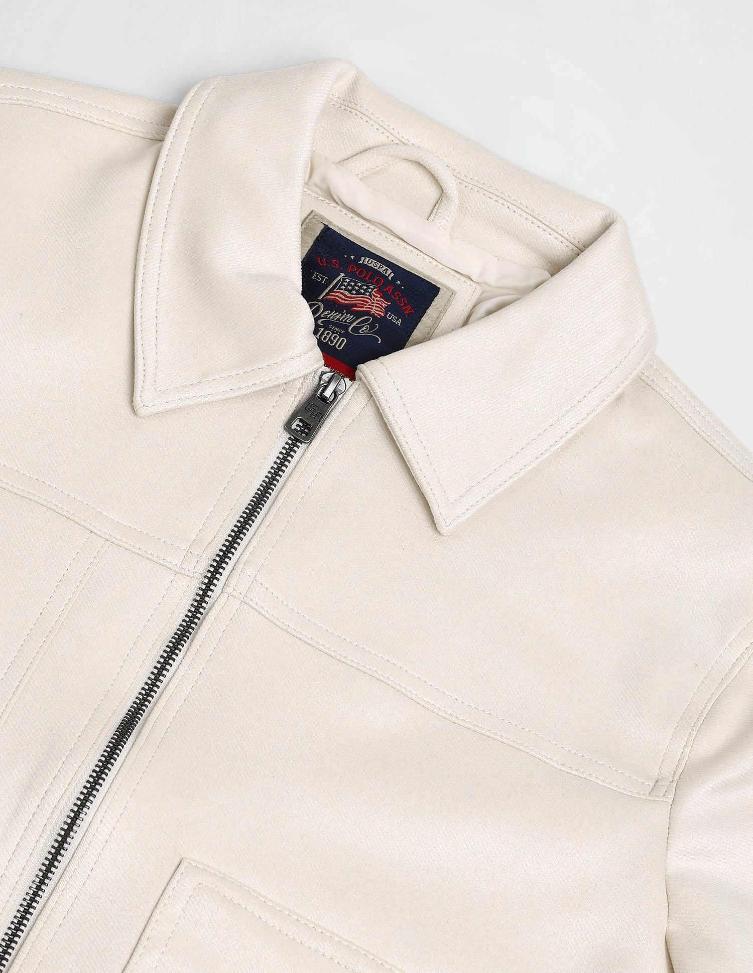 Solid Smooth Fabric Jacket Beige - U.S. Polo Assn. India | Large