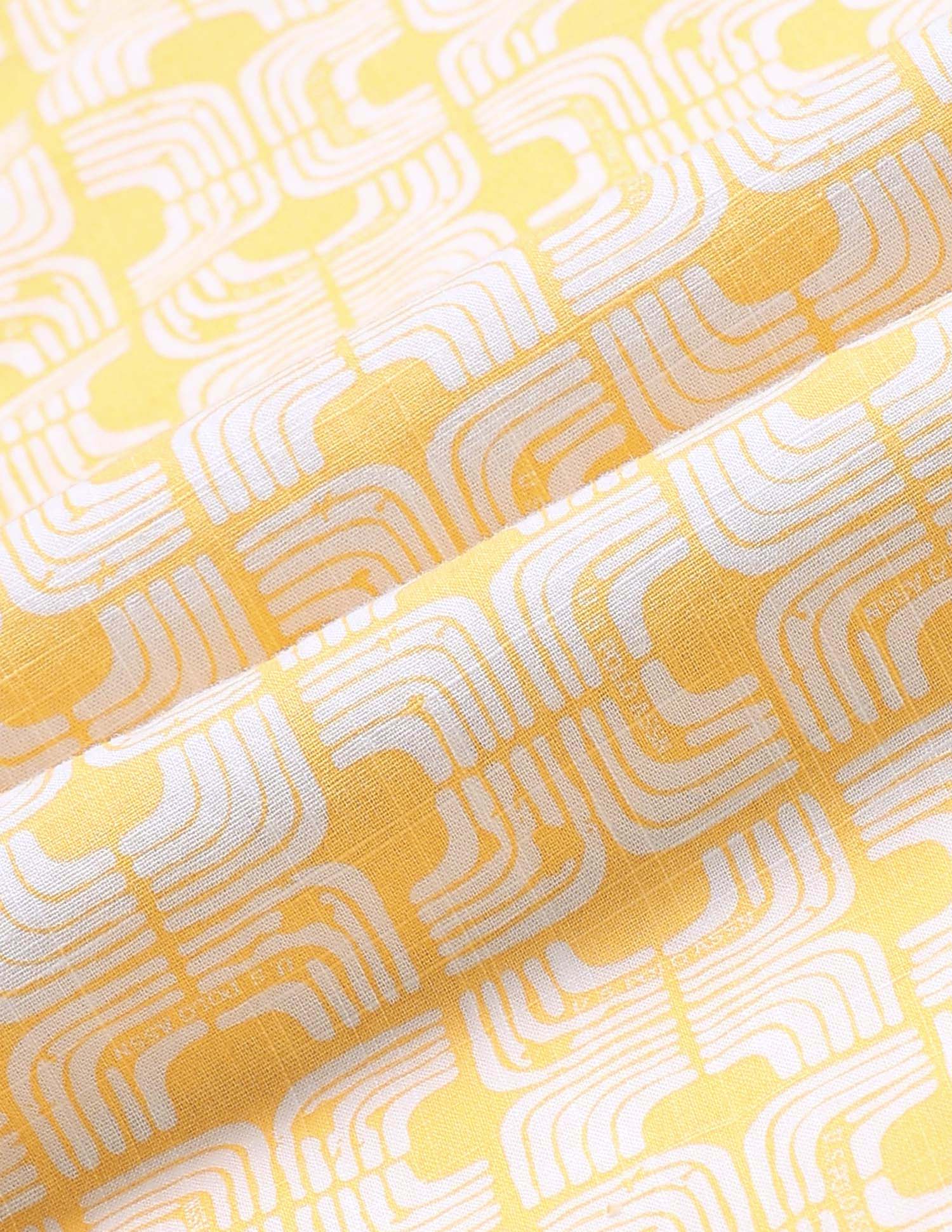 Boys Geometric Printed Regular Fit Shirt Yellow - U.S. POLO ASSN. | Large