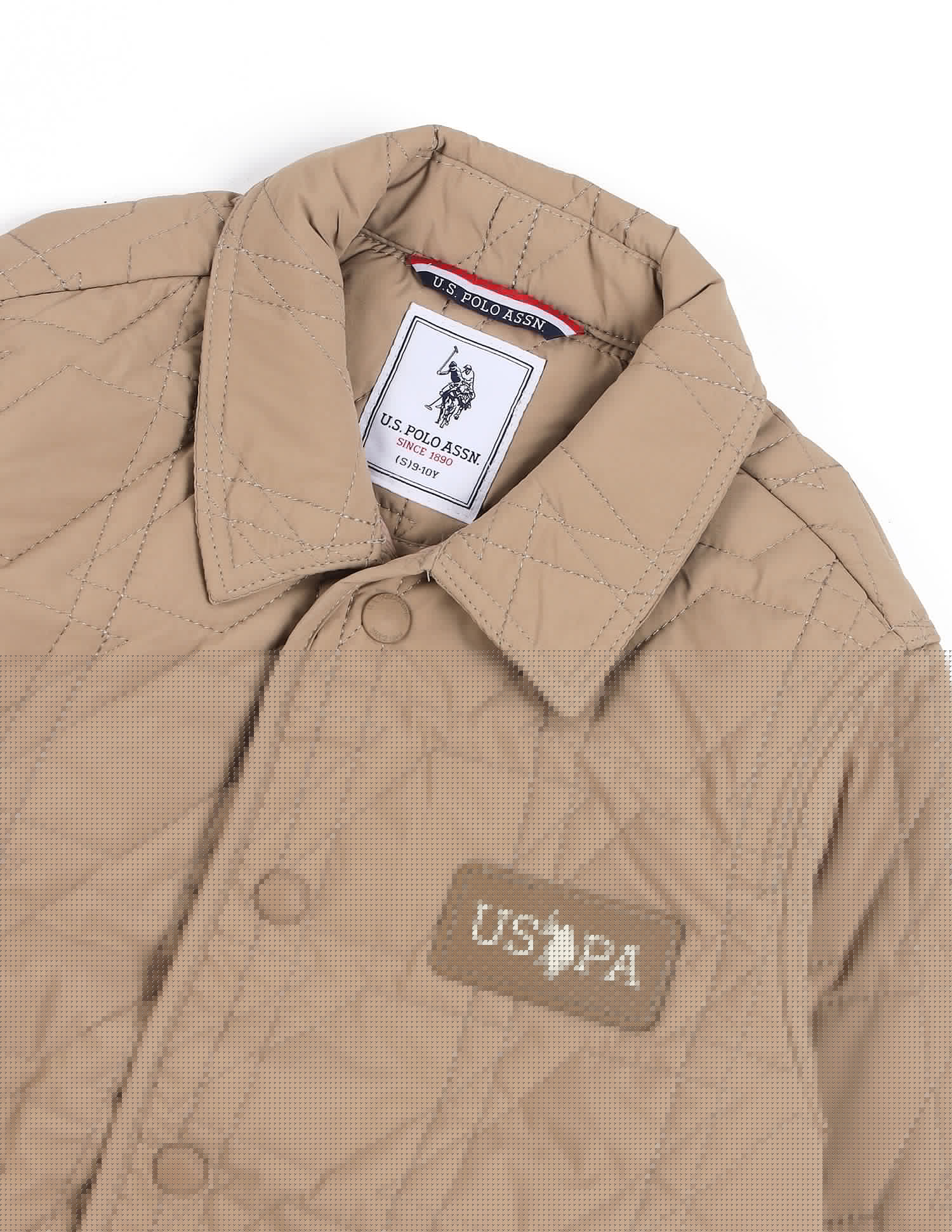 Boys Solid Spread Collar Jacket Beige - U.S. POLO ASSN. | Large