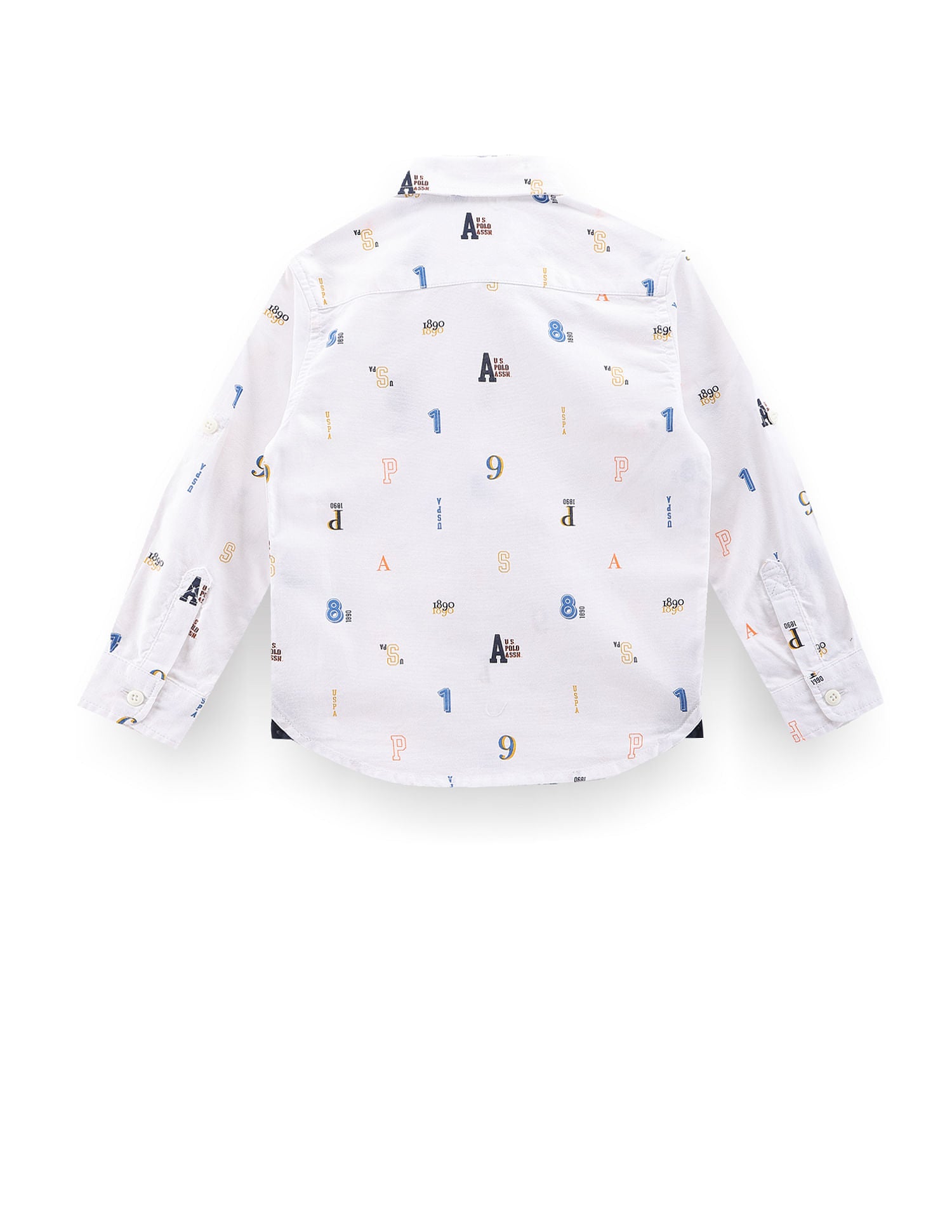 Boys Typography Print Dobby Cotton Shirt White - U.S. POLO ASSN. | Large