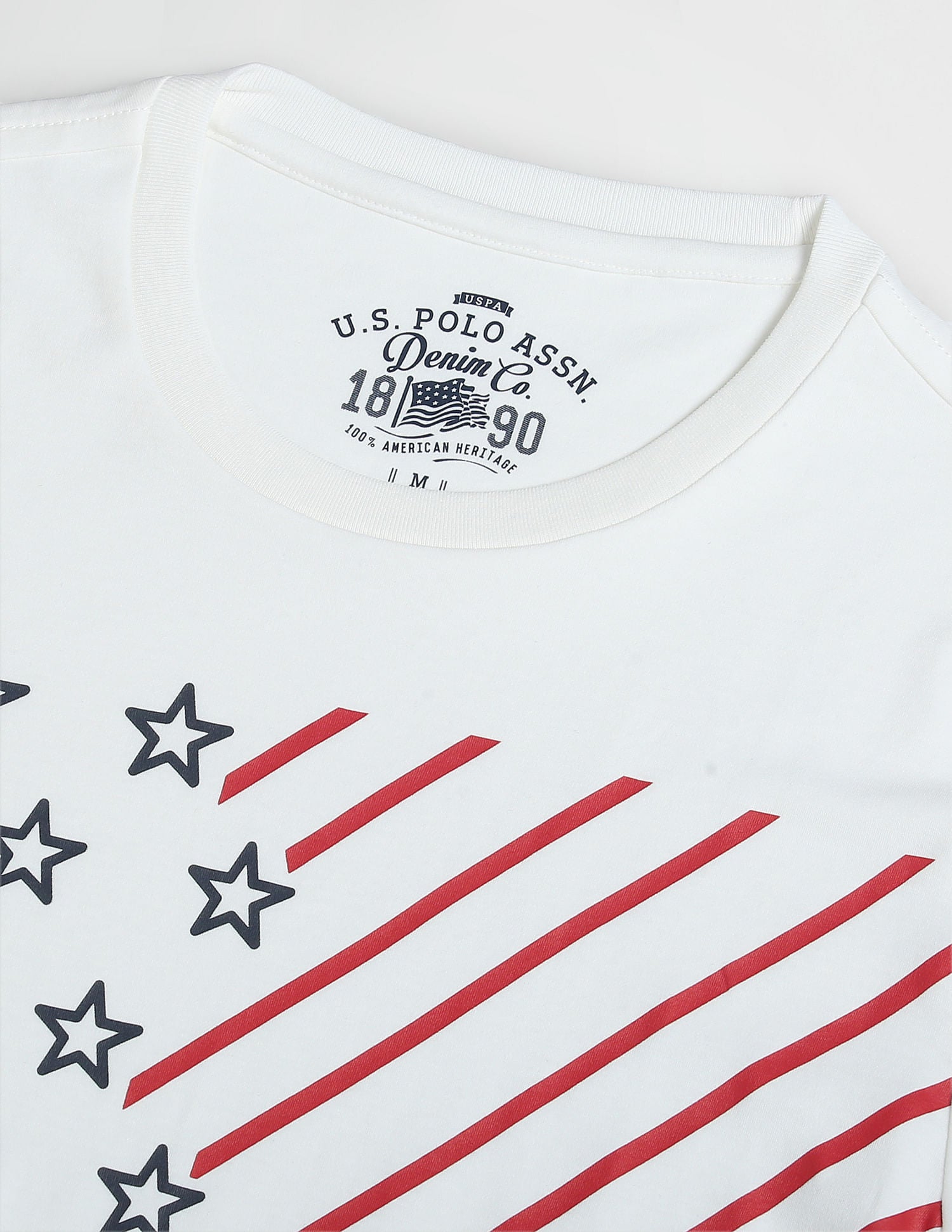 Brand Print Cotton T-Shirt Ivory - U.S. POLO ASSN. | Large