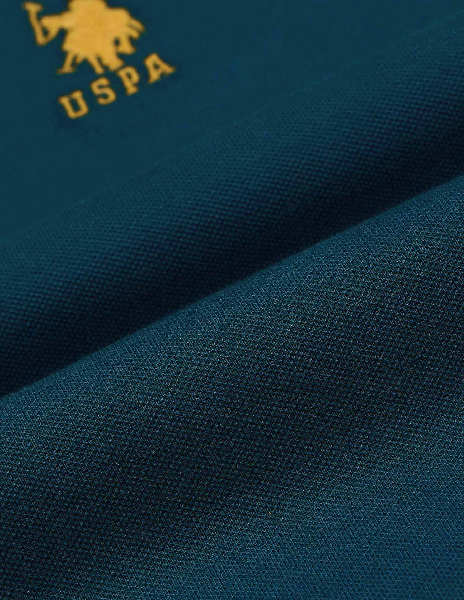 Jacquard Collar Regular Fit Polo Shirt Teal - U.S. POLO ASSN. | Large