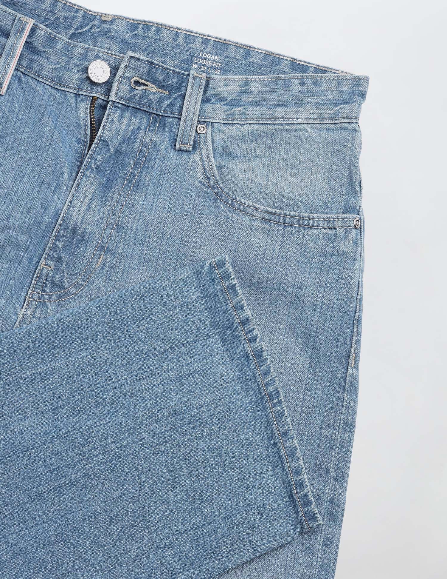 Logan Loose Straight Fit Blue Jeans Light Blue - U.S. Polo Assn. India | Large