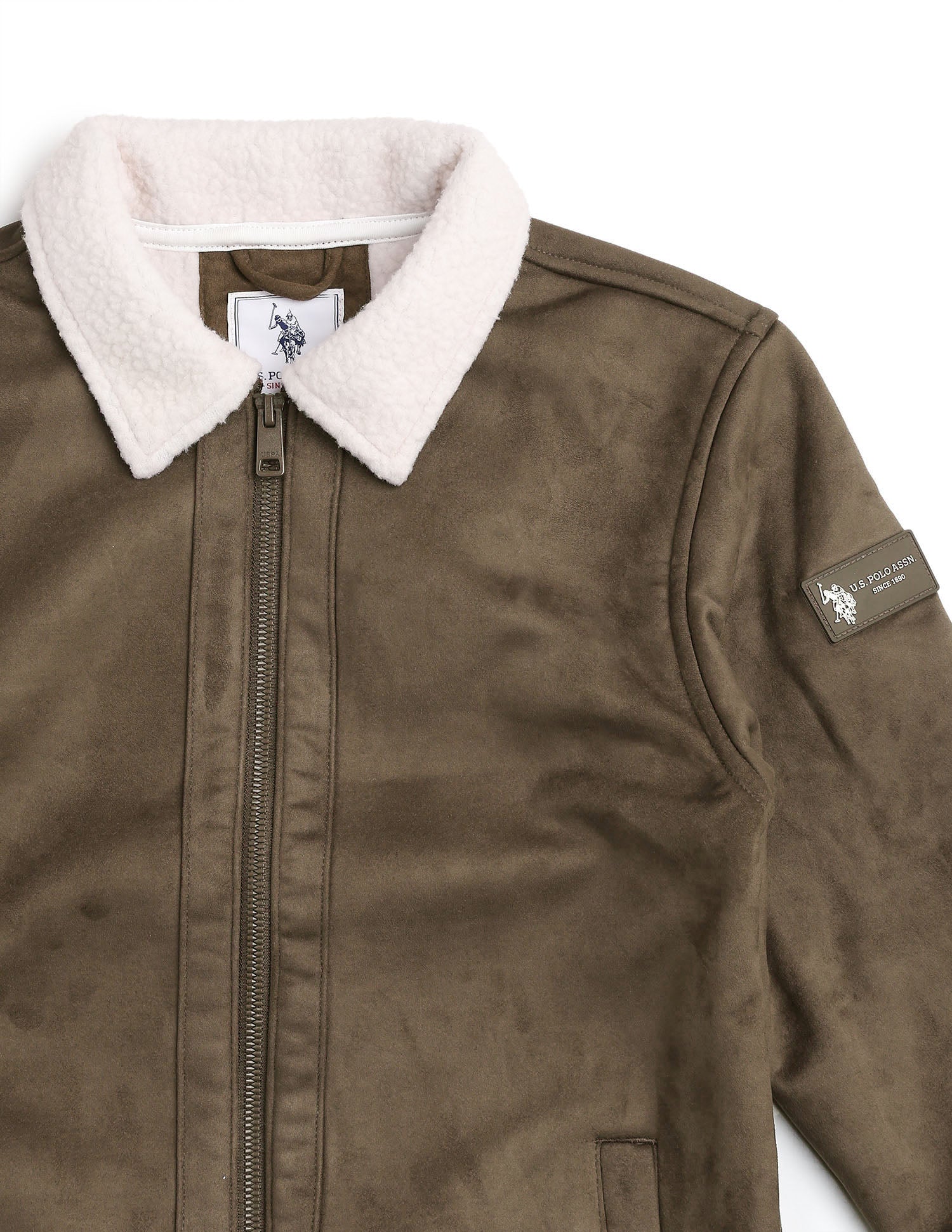 Boys Solid Bomber Jacket Green - U.S. Polo Assn. India | Large