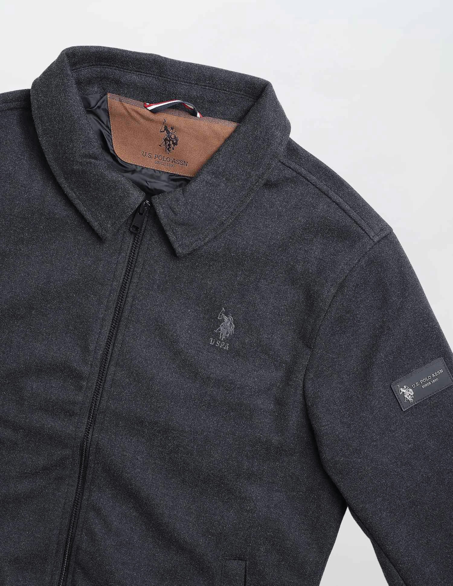 Heathered Regular Fit Jacket Charcoal - U.S. POLO ASSN. | Large