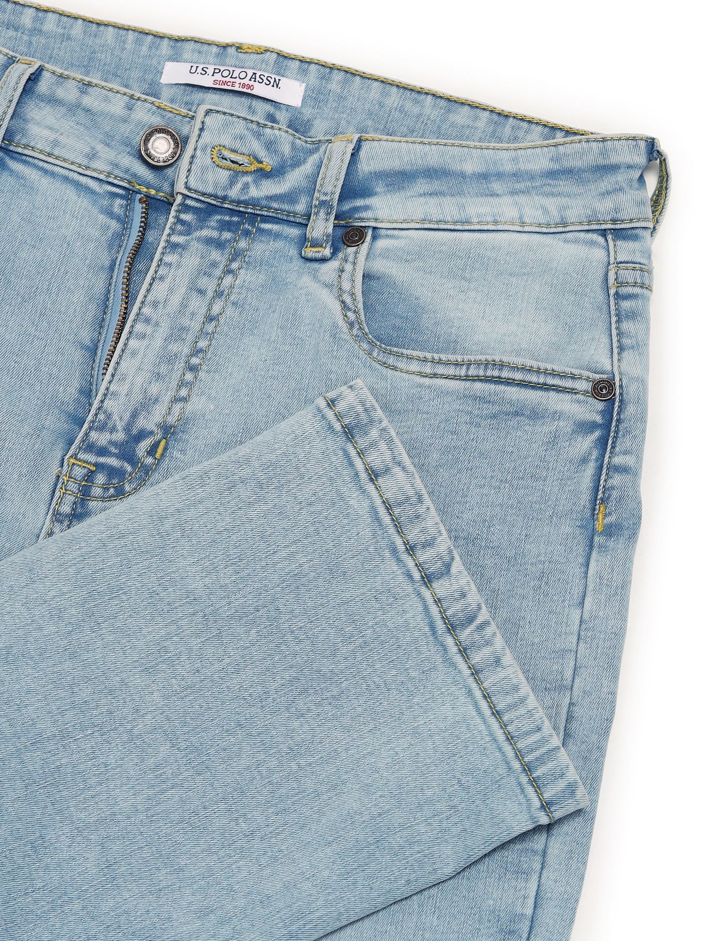 High Rise Tinted Straight Fit Jeans Light Blue - U.S. POLO ASSN. | Large