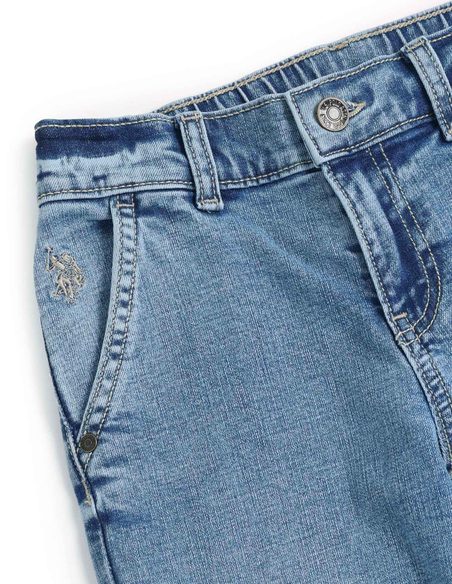 Boys Mid Rise Relaxed Fit Jeans Light Blue - U.S. POLO ASSN. | Large