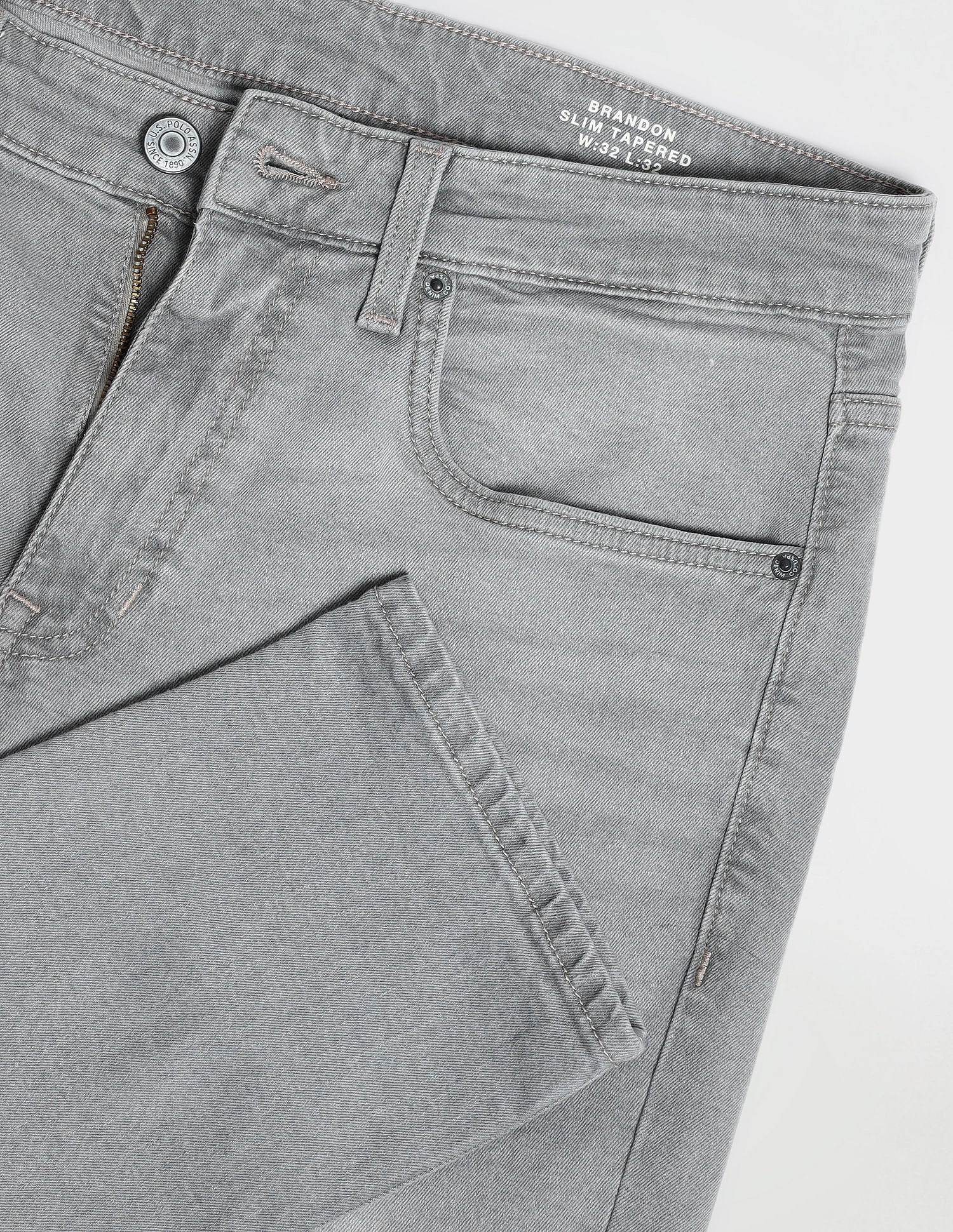 Brandon Slim Tapered Grey Jeans Light Grey - U.S. Polo Assn. India | Large
