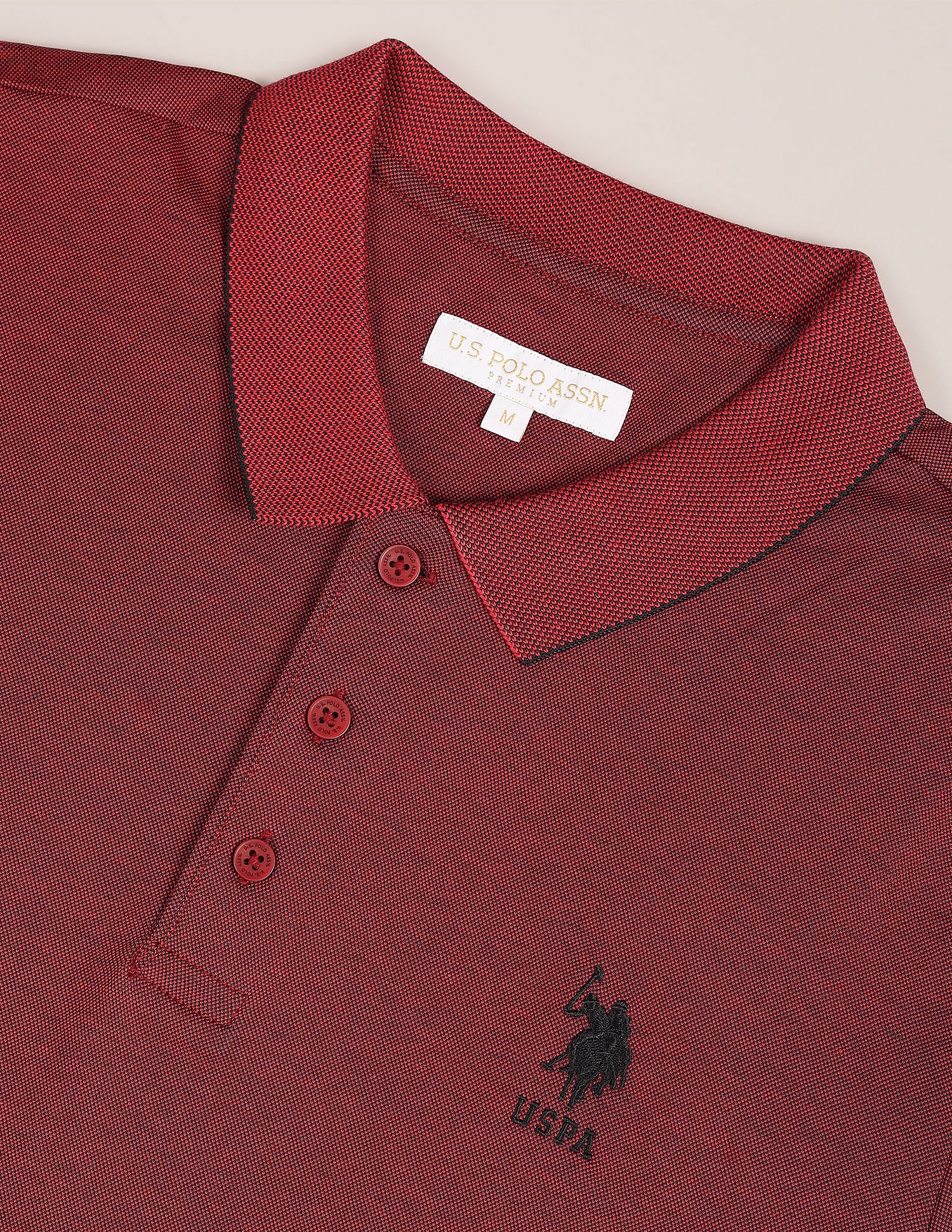 Heathered Logo Polo Shirt Red - U.S. Polo Assn. India | Large