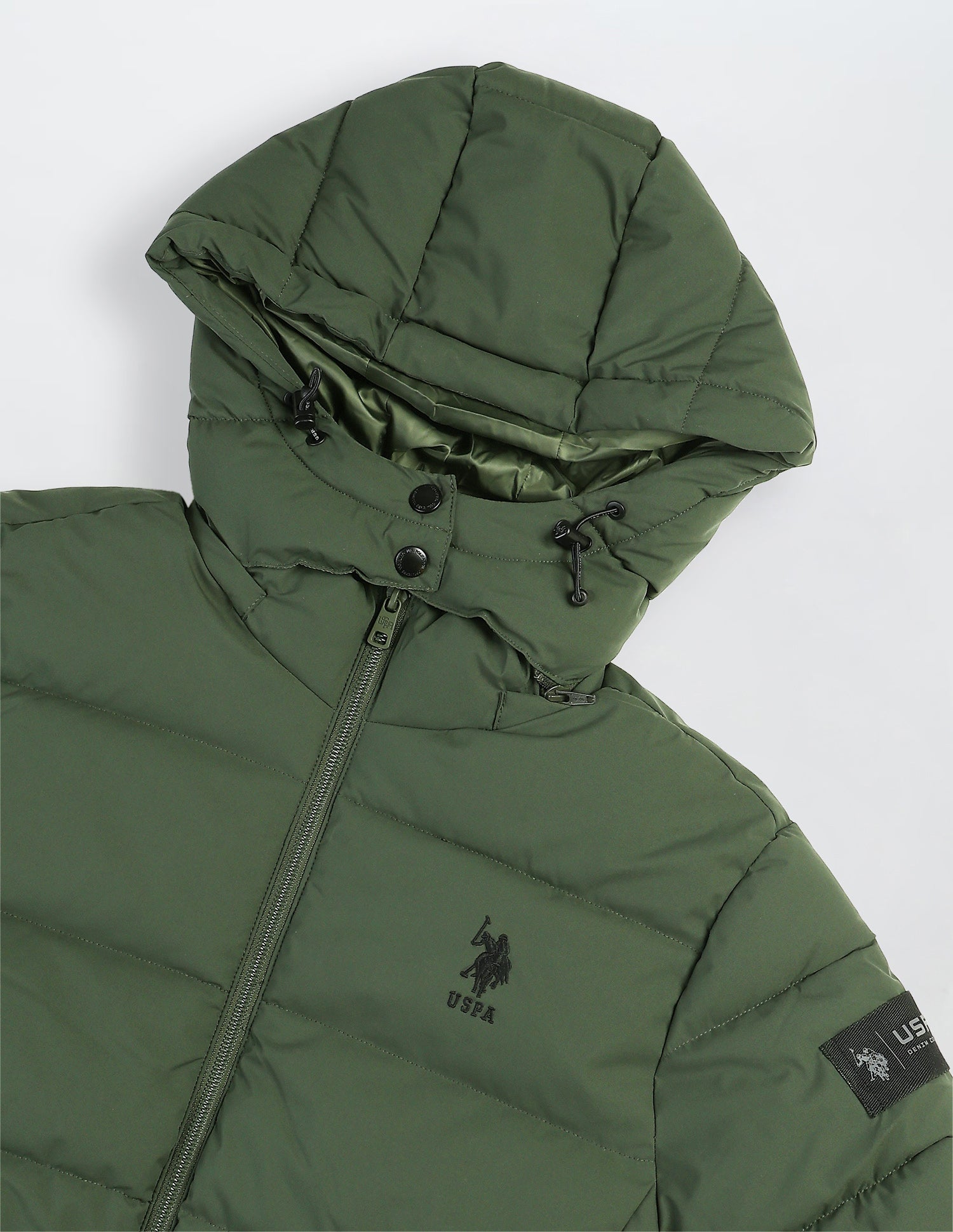 Detachable Hood Puffer Jacket Olive - U.S. Polo Assn. India | Large