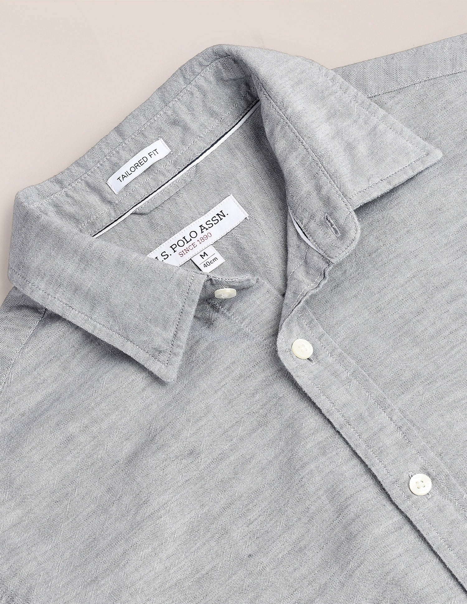 Tailored Fit Solid Shirt Grey - U.S. Polo Assn. India | Large