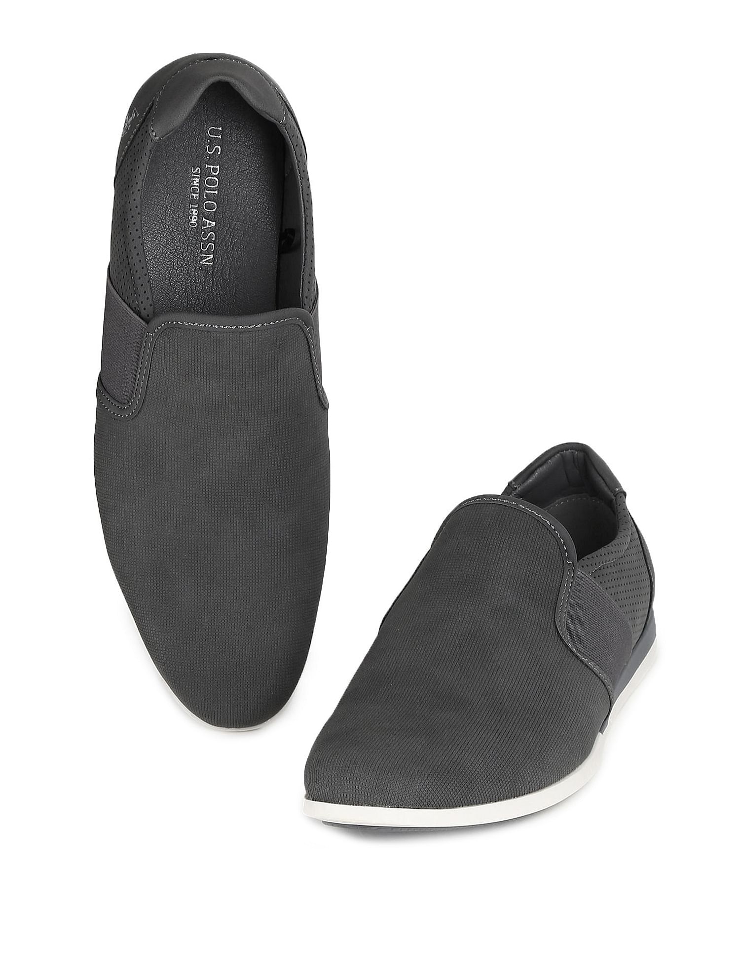 Round Toe Textured Sergio 2.0 Slip On Shoes Grey - U.S. Polo Assn. India | Large