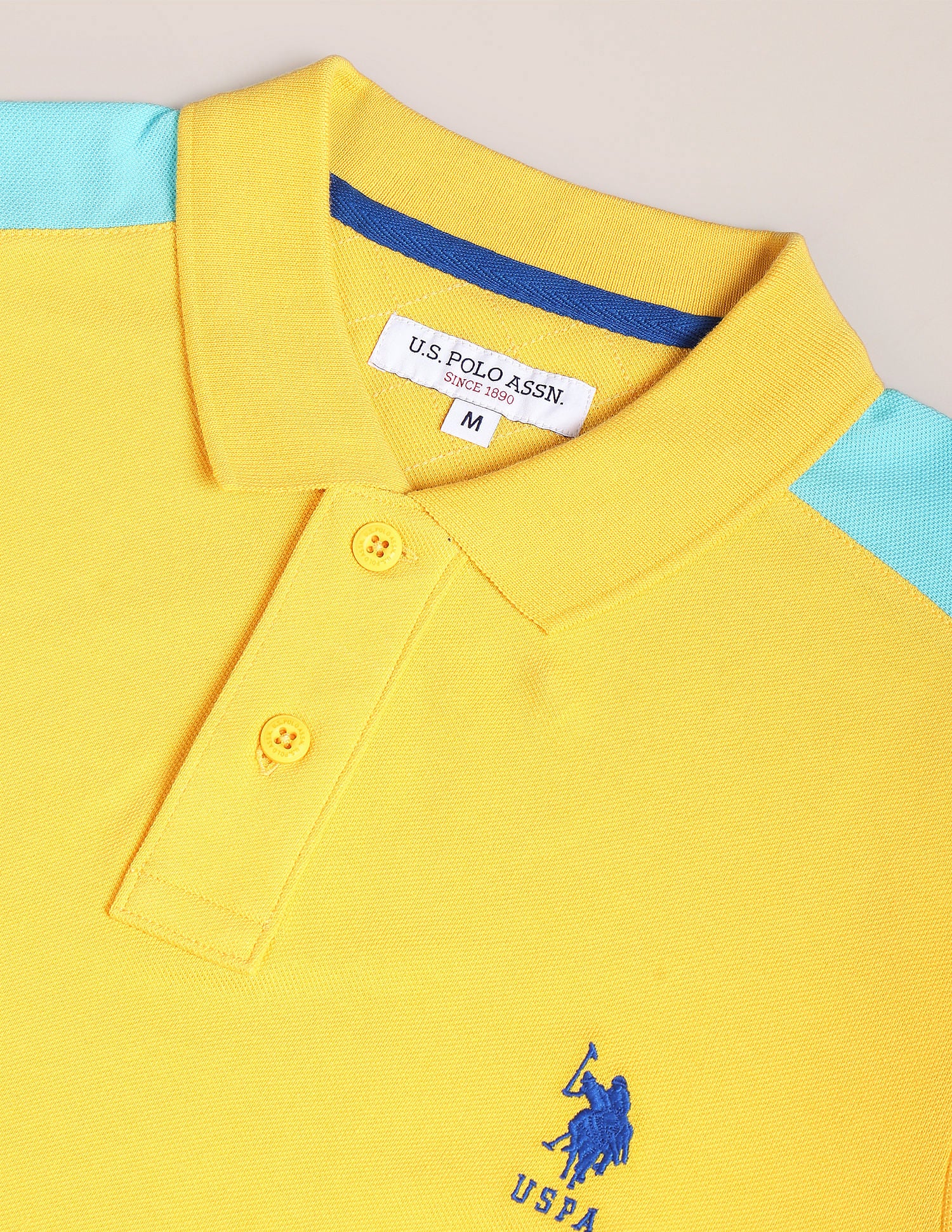 Colour Block Pique Polo Shirt Mustard - U.S. Polo Assn. India | Large