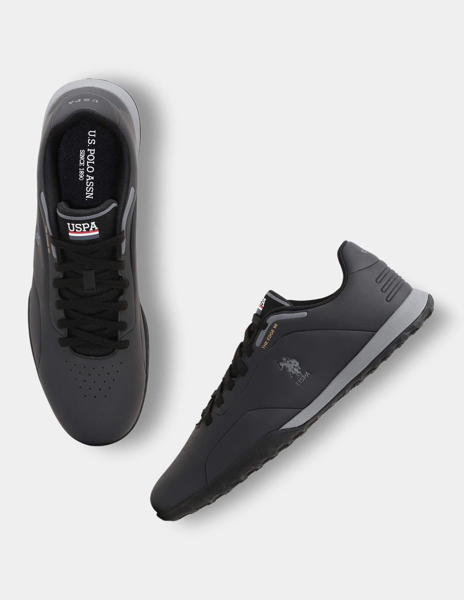 Round Toe Lace Ups The Edge 90 Sneakers Black - U.S. Polo Assn. India | Large