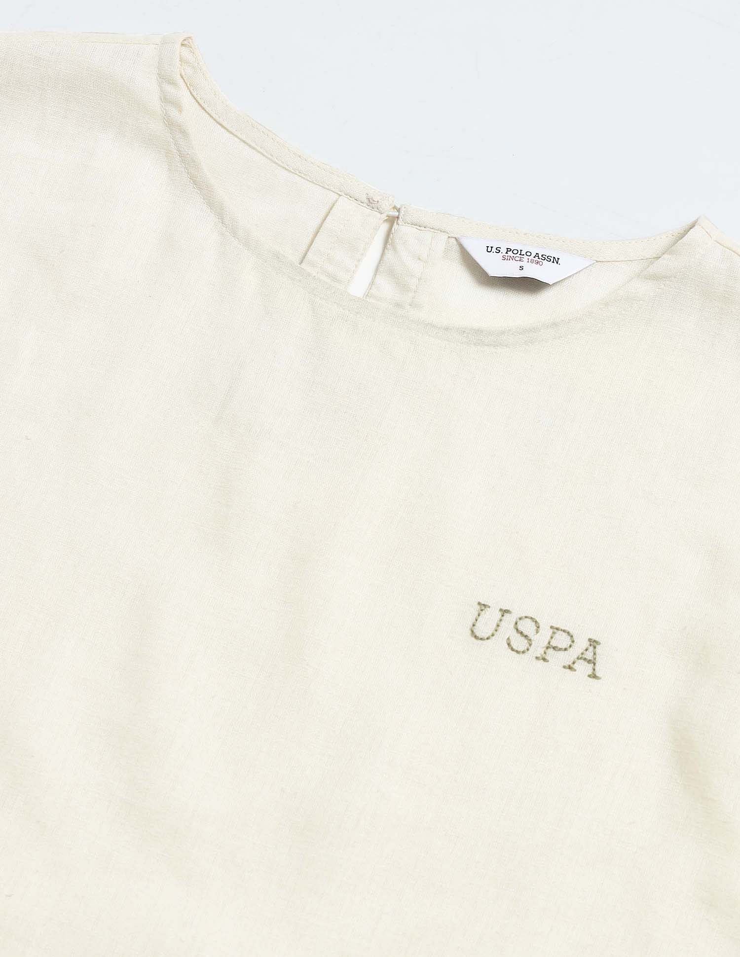 Linen Loose Fit Top Off White - U.S. Polo Assn. India | Large
