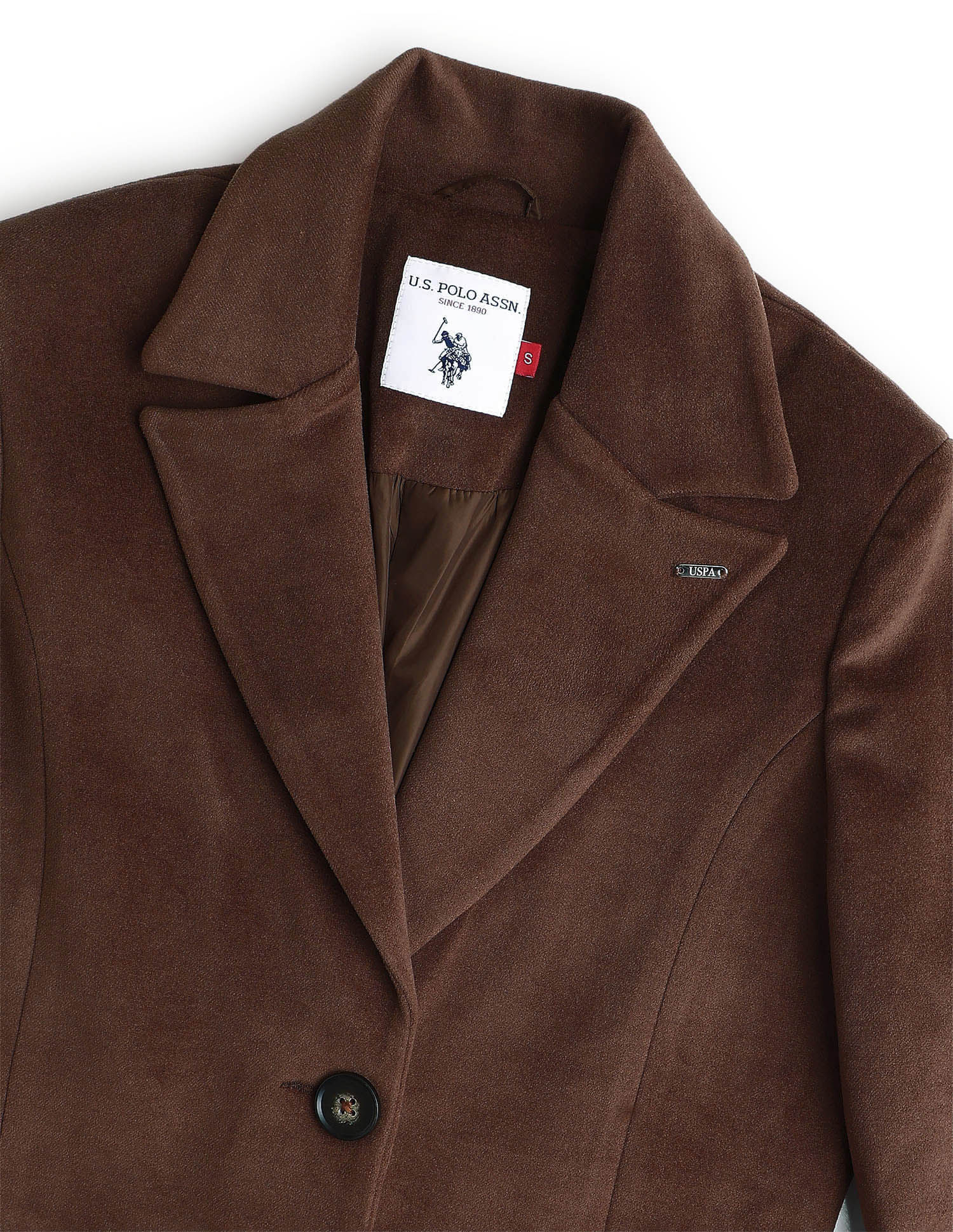 Single Breasted Notch Lapel Coat Brown - U.S. POLO ASSN. | Large