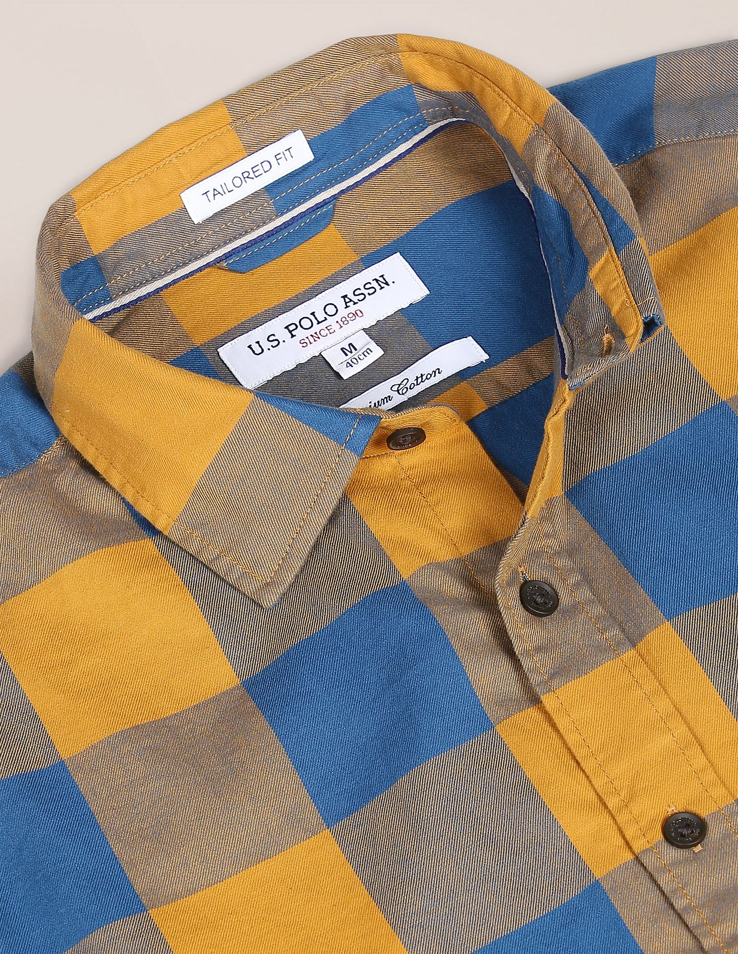 Men Brown Tailored Fit Check Casual Shirt Brown - U.S. POLO ASSN. | Large