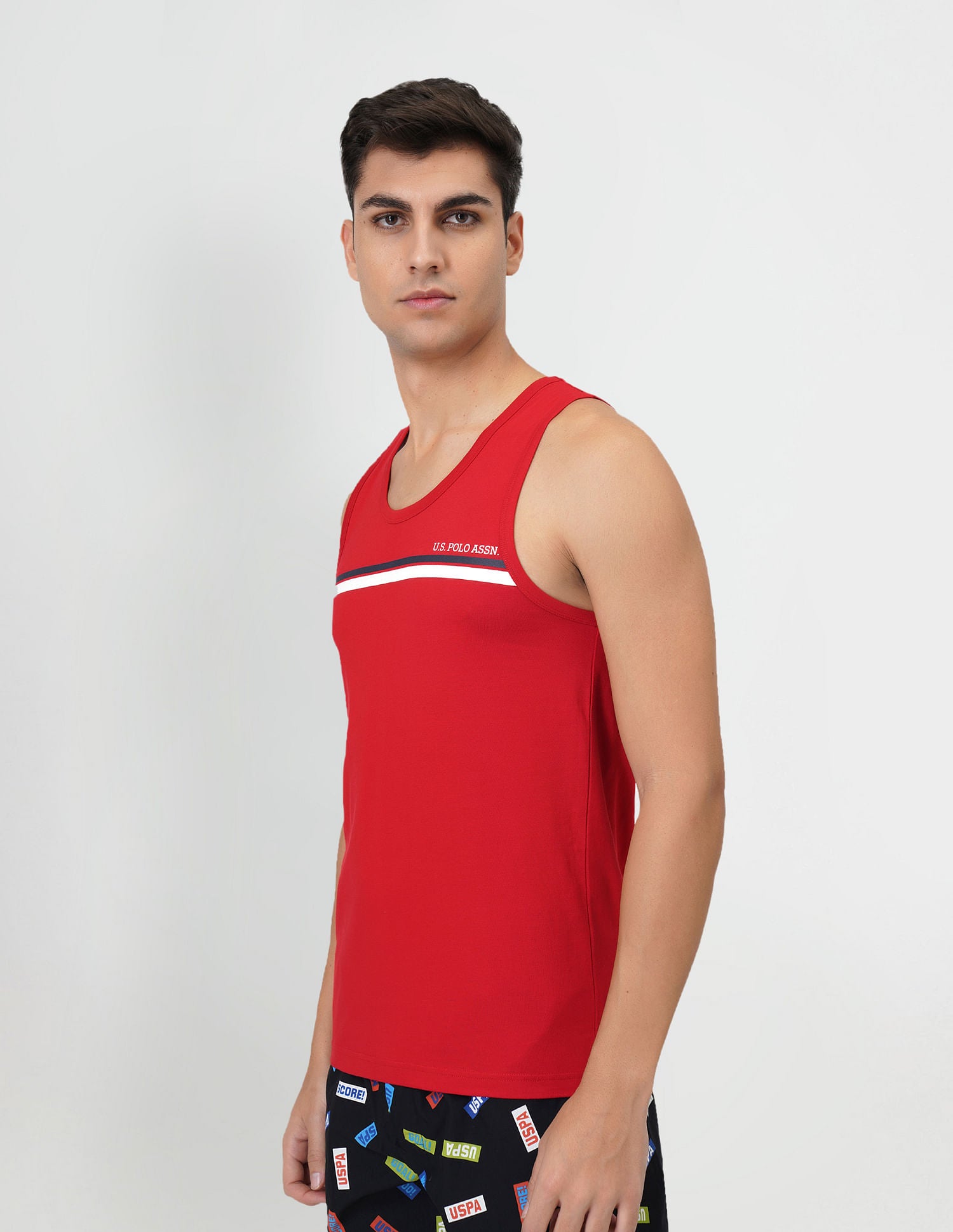 Striped Cotton EV005 Vest - Pack Of 1 Red - U.S. POLO ASSN. | Large