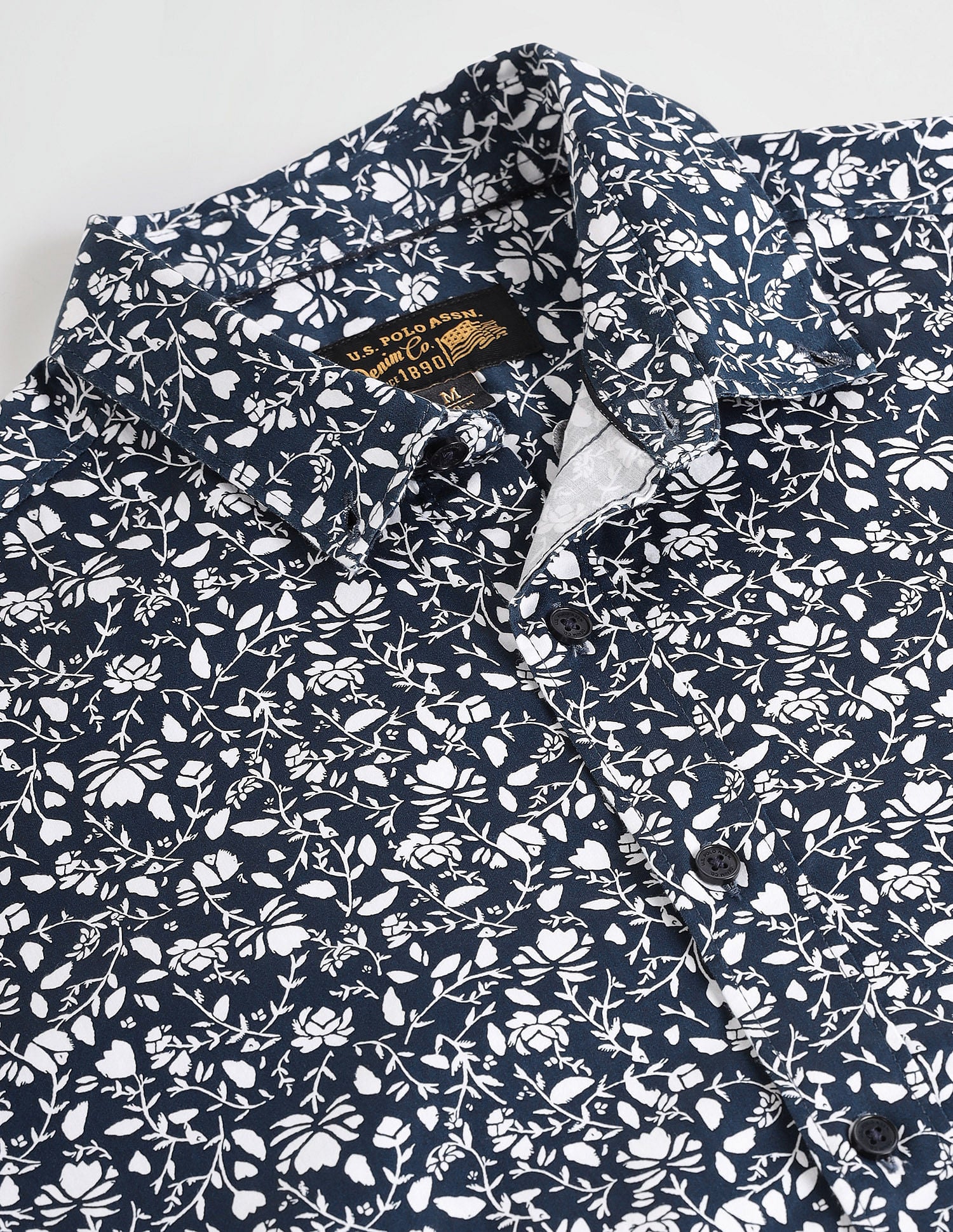 Floral Print Slim Fit Shirt Navy - U.S. Polo Assn. India | Large
