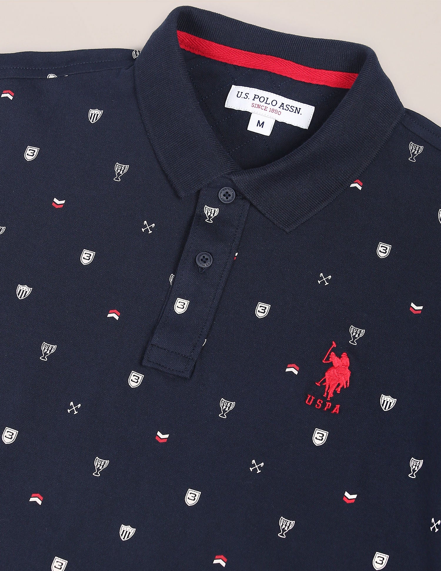 Graphic Print Cotton Polo Shirt Navy - U.S. POLO ASSN. | Large