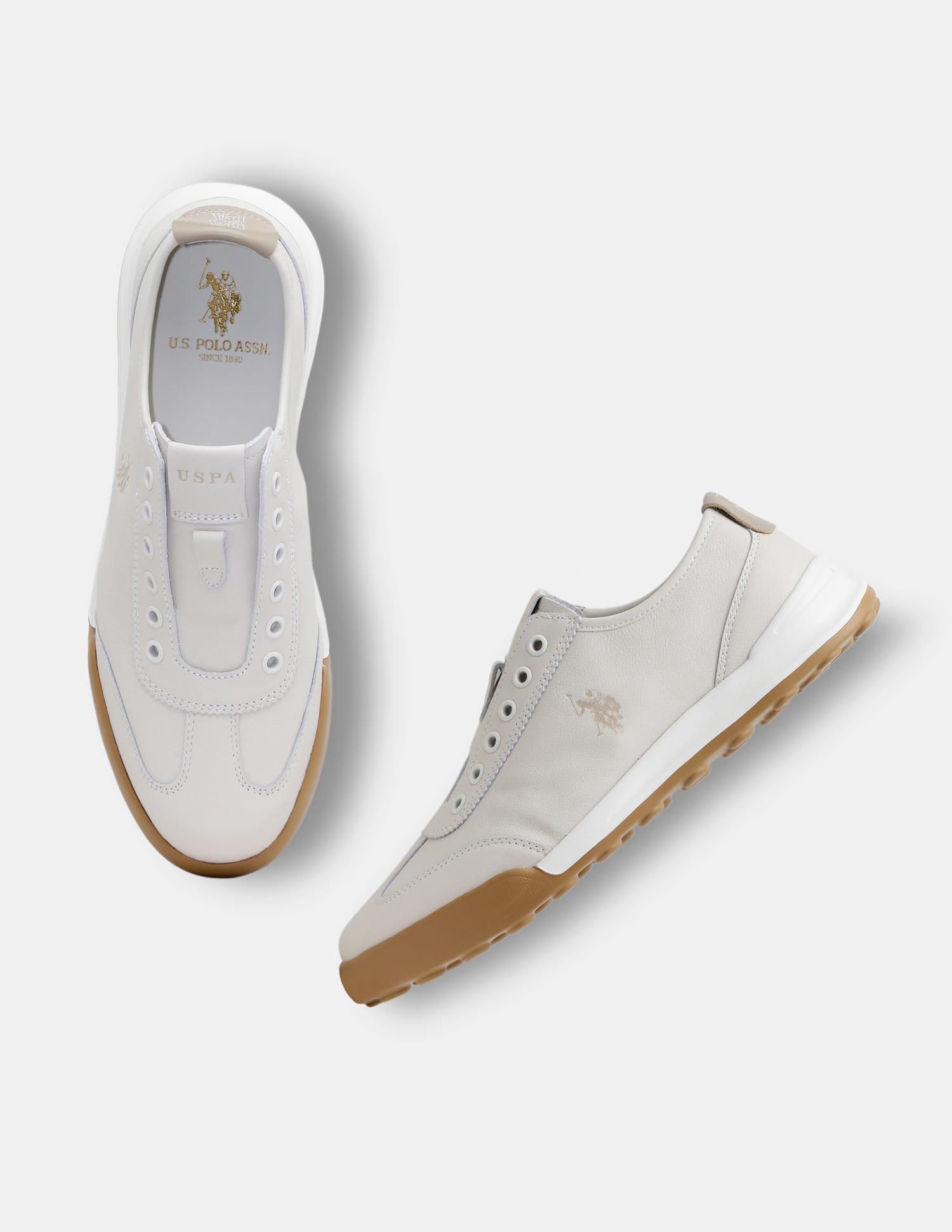 Round Toe Lace Ups Bram Sneakers Beige - U.S. Polo Assn. India | Large