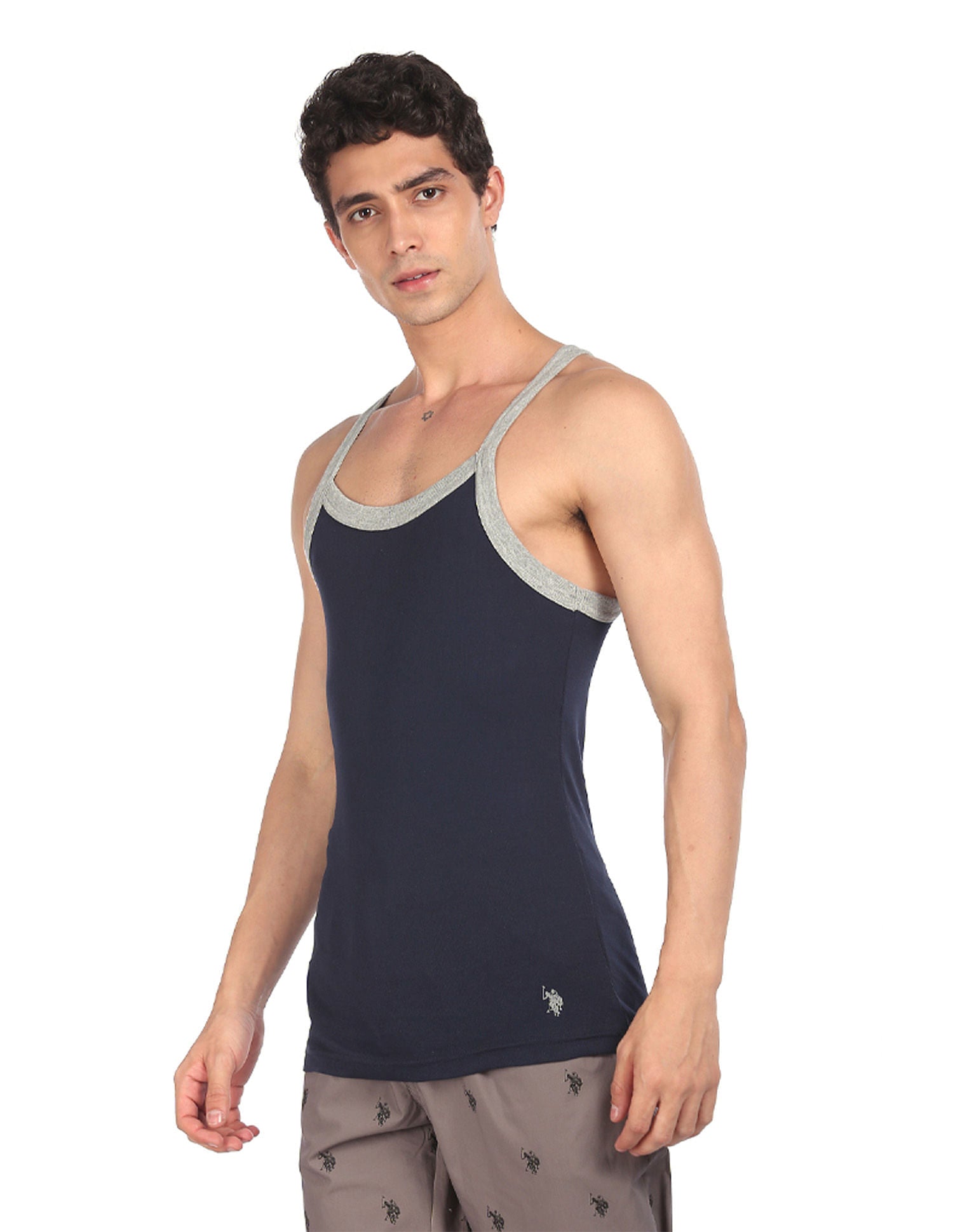 Round Neck Cotton I636 Vest - Pack Of 1 Navy - U.S. POLO ASSN. | Large