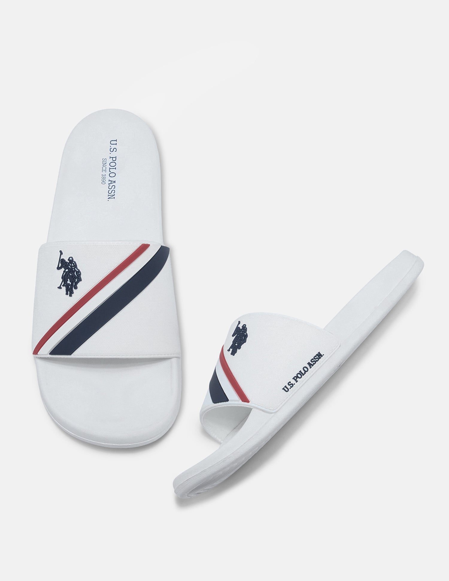 Striped Trevan Sliders White - U.S. Polo Assn. India | Large