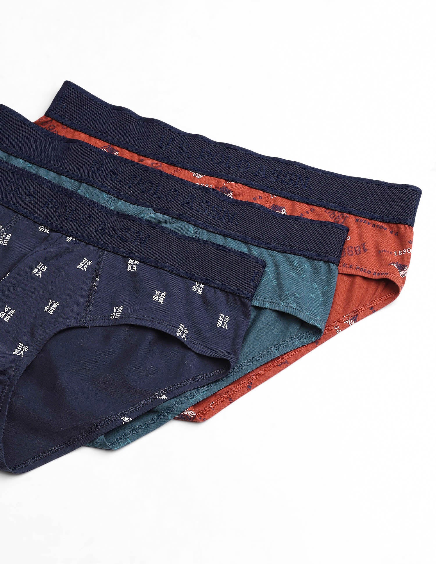 Low Rise Printed OEB16 Briefs - Pack Of 3 Stargazer, Picante and Uspa Navy - U.S. POLO ASSN. | Large