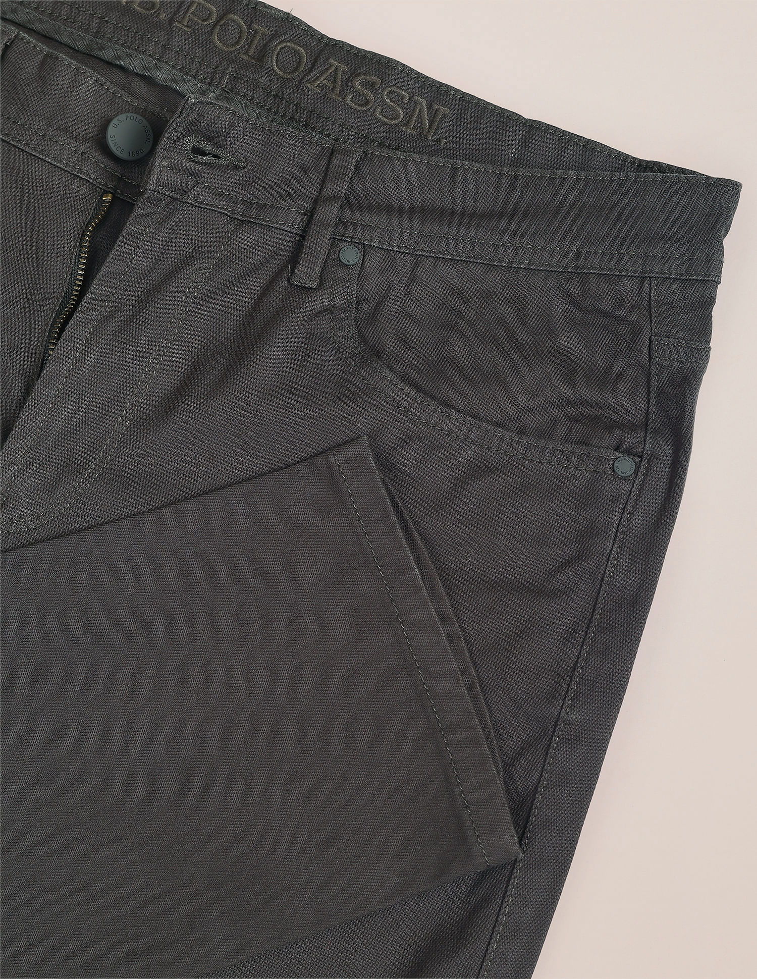 Brandon Slim Tapered Fit Twill Chinos Charcoal - U.S. POLO ASSN. | Large