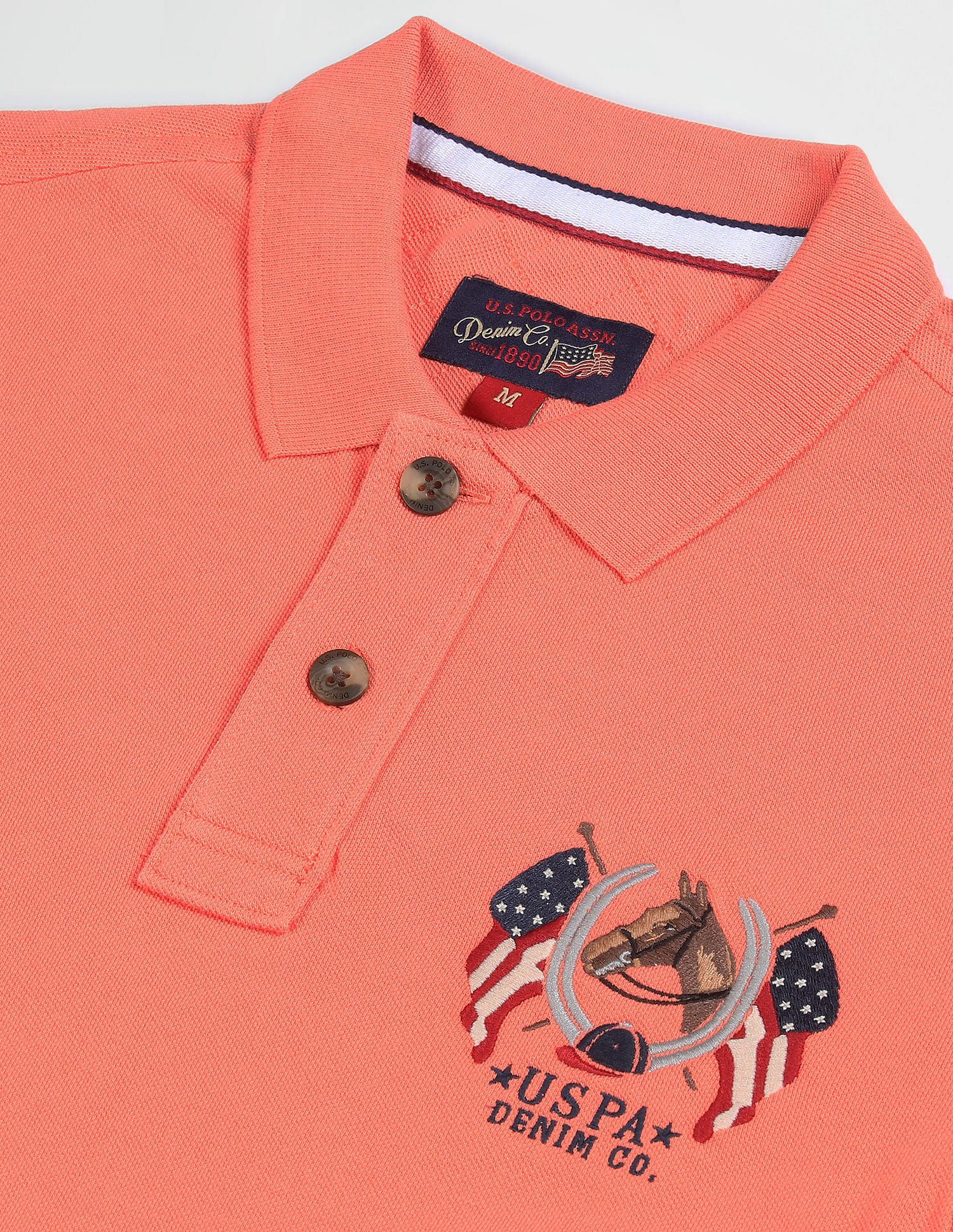 Cotton Solid Polo Shirt Peach - U.S. POLO ASSN. | Large