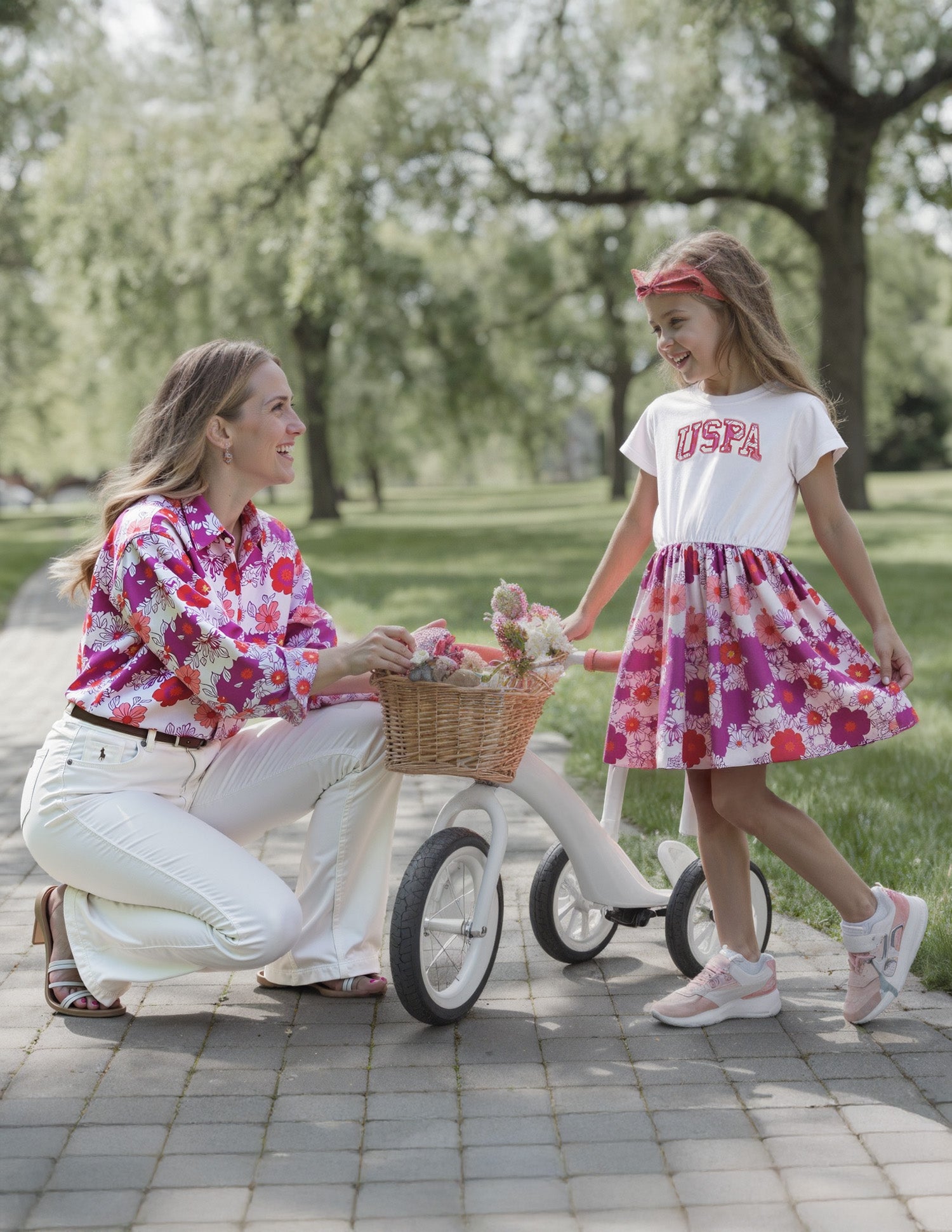 Girls Floral Printed Fit And Flare Dress Ecru - U.S. POLO ASSN. | Large