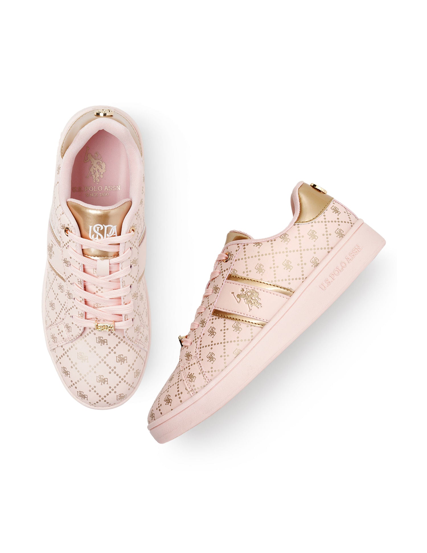 Women Monogram Harriet Sneakers Light Pink - U.S. POLO ASSN. | Large