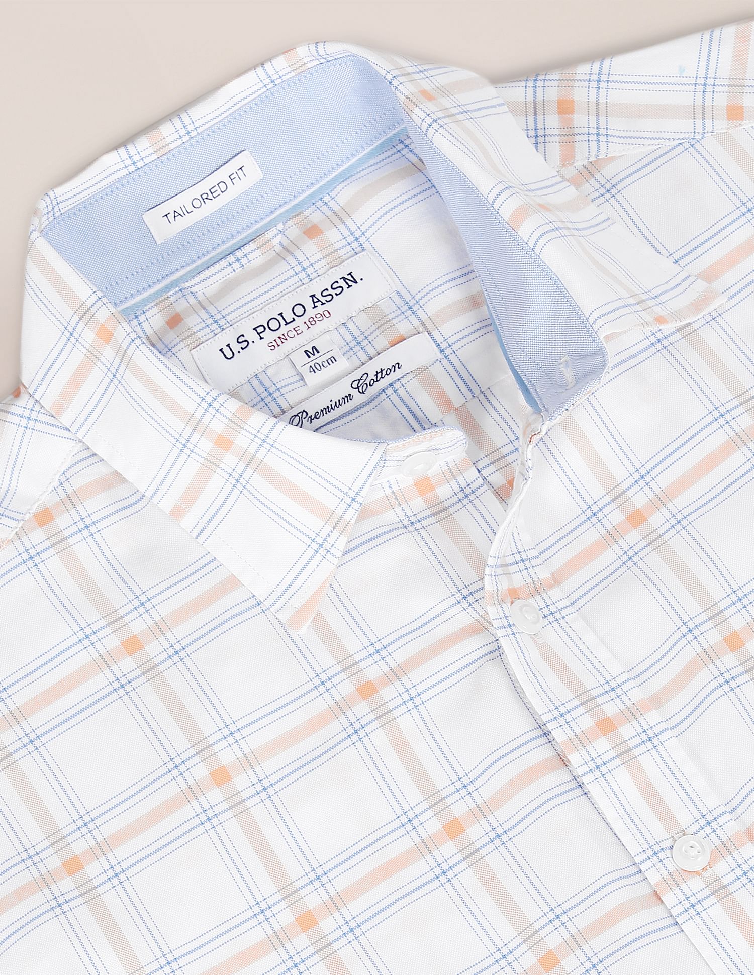 Men White Tailored Fit Check Casual Shirt White - U.S. Polo Assn. India | Large
