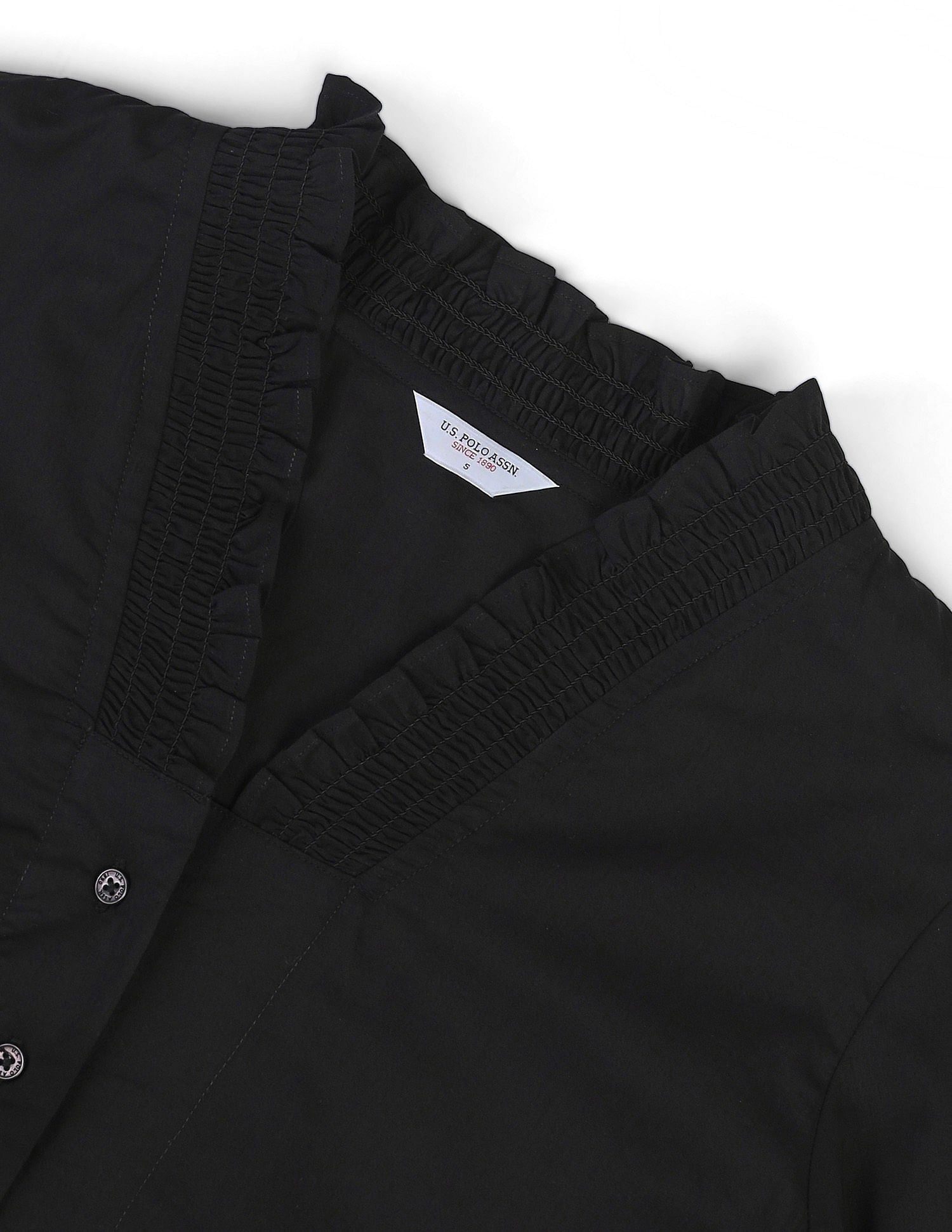 Ruffled V-Neck Cotton Top Off-White - U.S. POLO ASSN. | Large