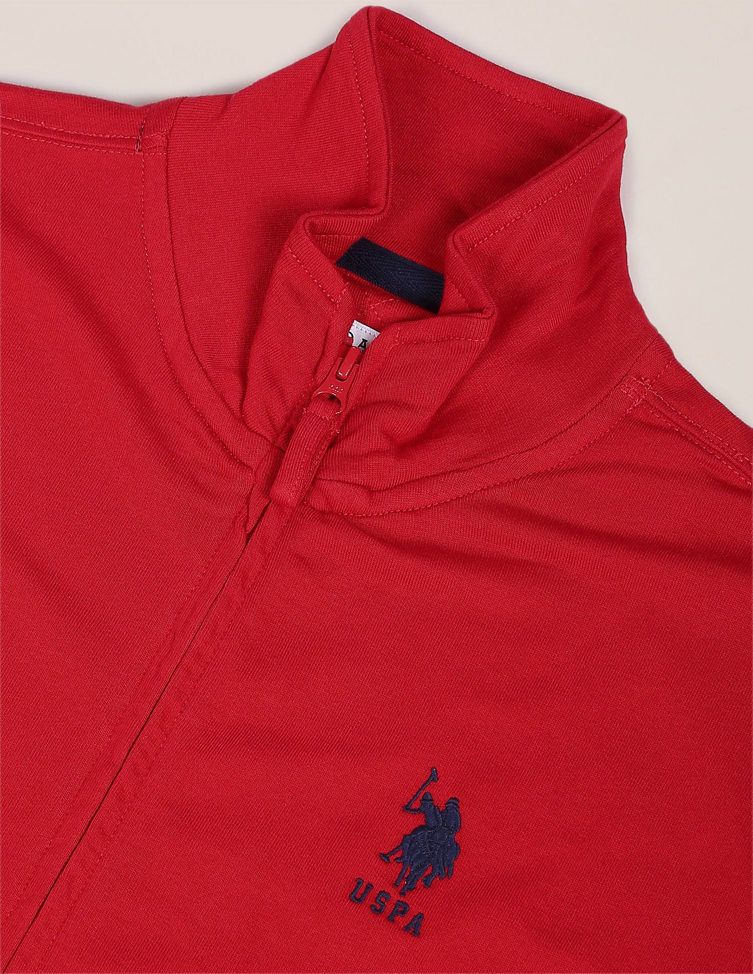 High Neck Zip Up Sweatshirt Red - U.S. POLO ASSN. | Large