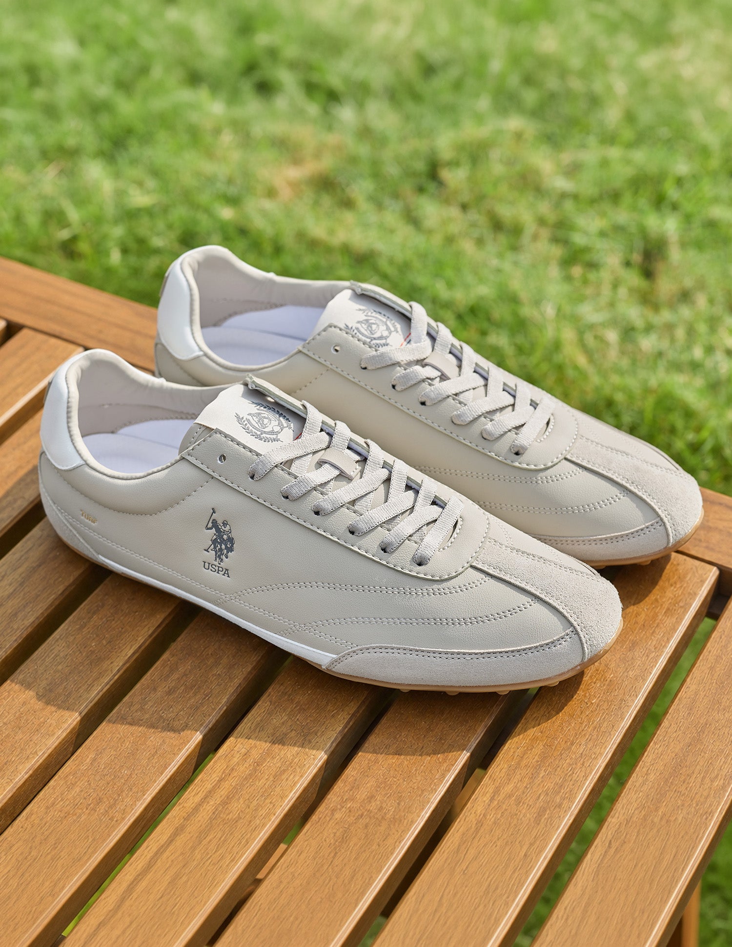Round Toe Suede Turf Sneakers Light Beige - U.S. Polo Assn. India | Large