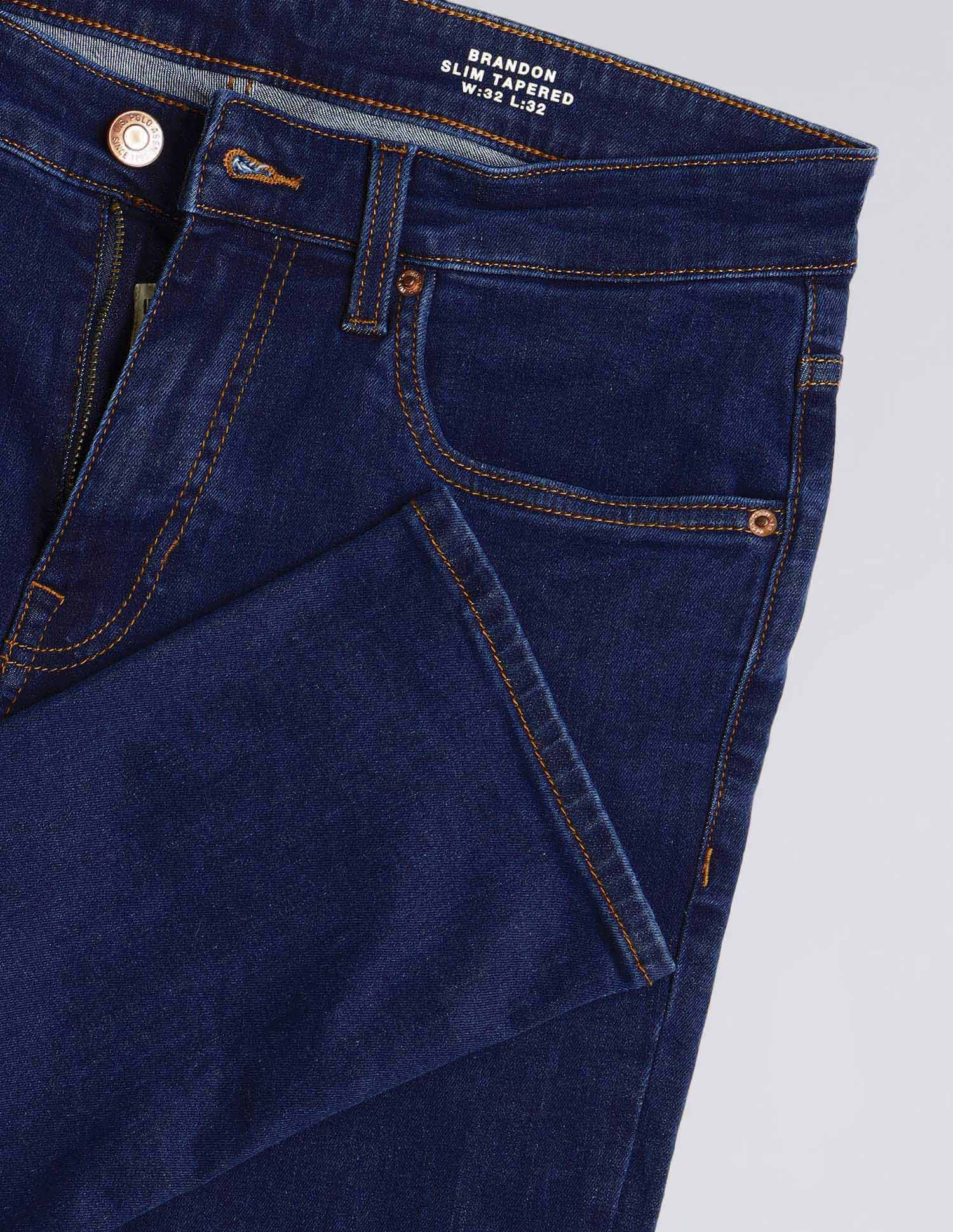 Brandon Slim Tapered Fit Blue Jeans Dark Blue - U.S. POLO ASSN. | Large