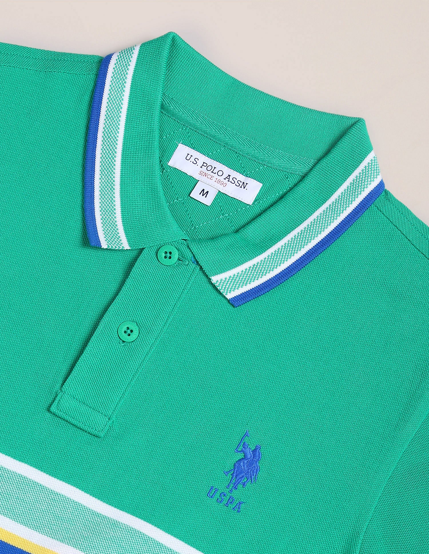 Horizontal Stripe Slim Polo Shirt Green - U.S. Polo Assn. India | Large