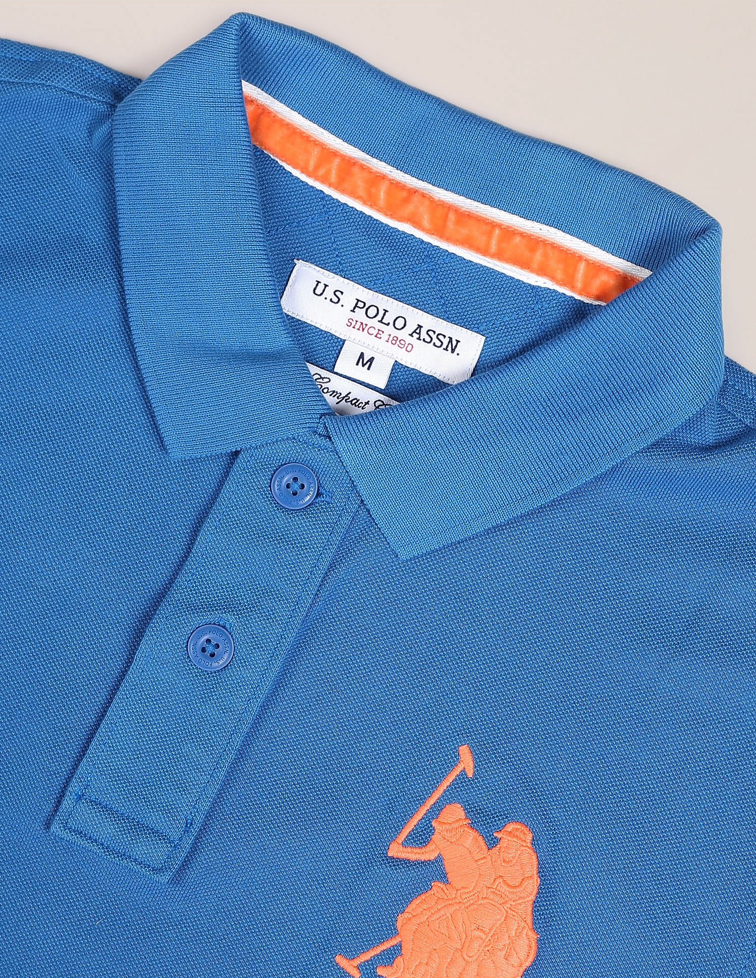 Compact Cotton Logo Polo Shirt Dark Blue - U.S. Polo Assn. India | Large