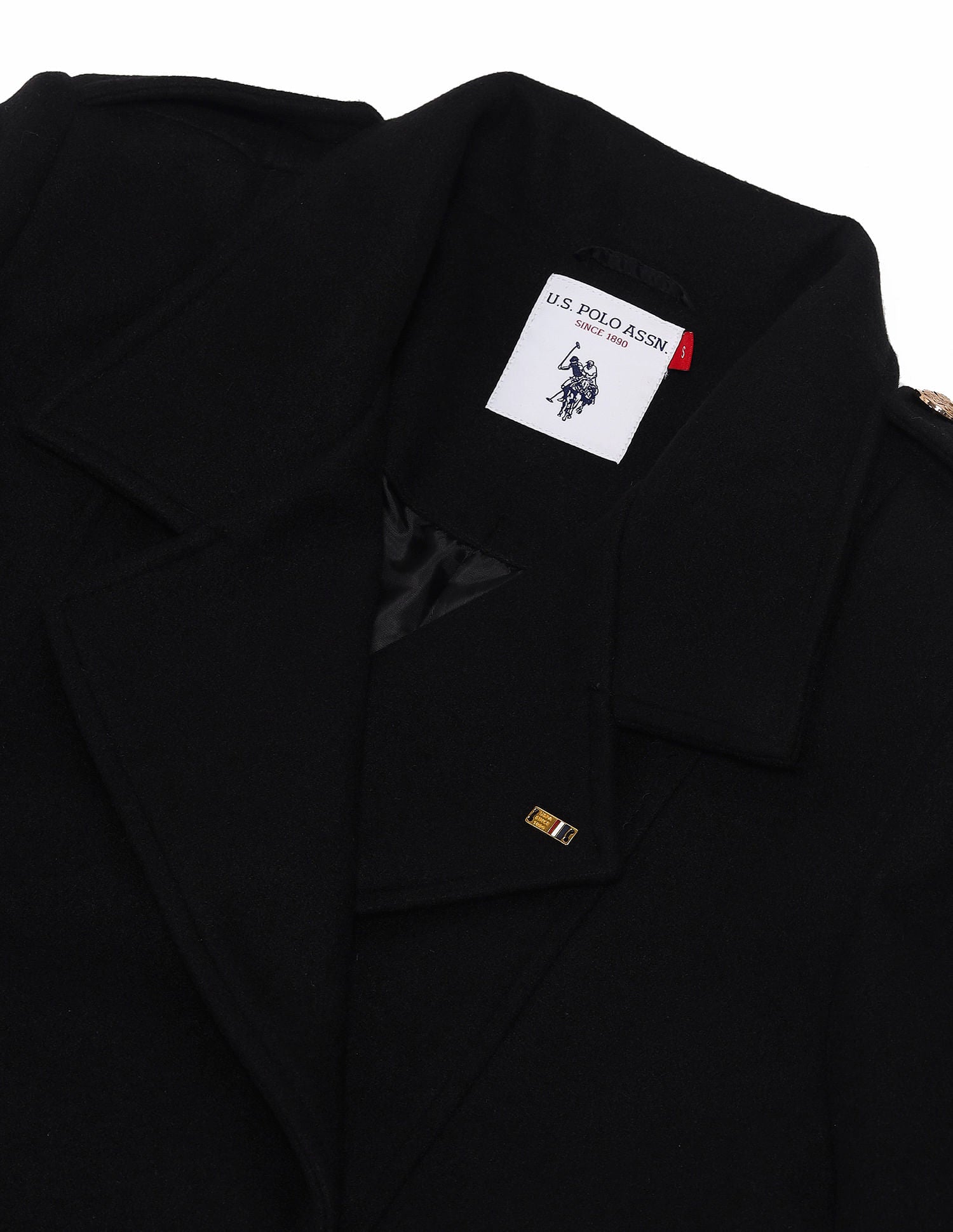 Double Breasted Longline Jacket Black - U.S. POLO ASSN. | Large