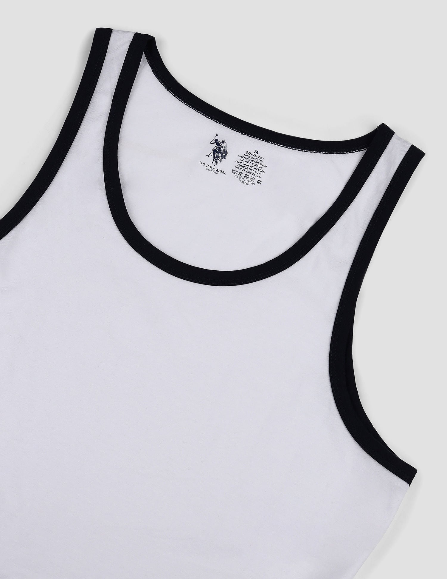 Contrast Binding Cotton OEV01 Vest - Pack Of 1 White - U.S. POLO ASSN. | Large